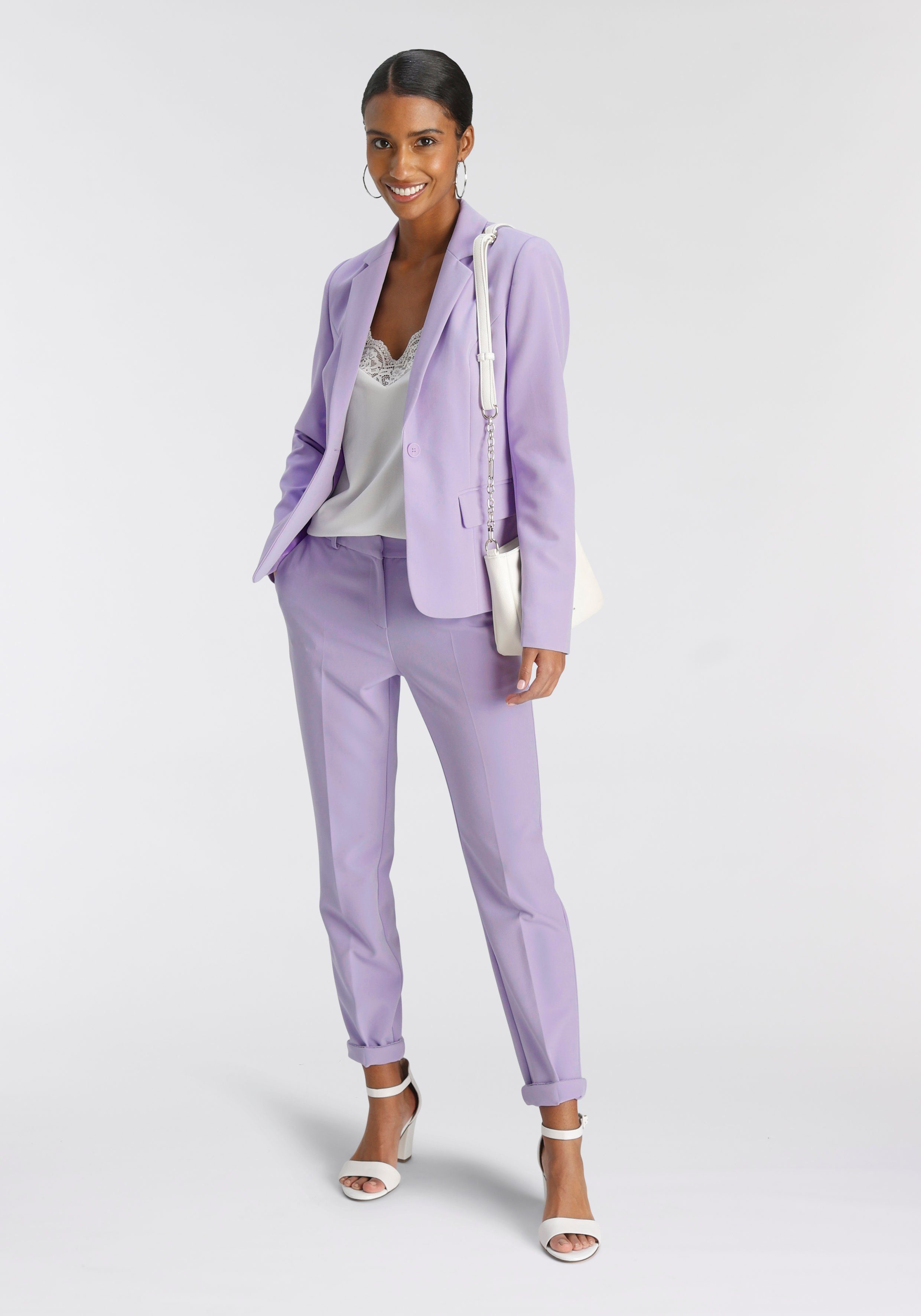 Tamaris Anzughose in flieder Material) (Hose aus nachhaltigem Trendfarben