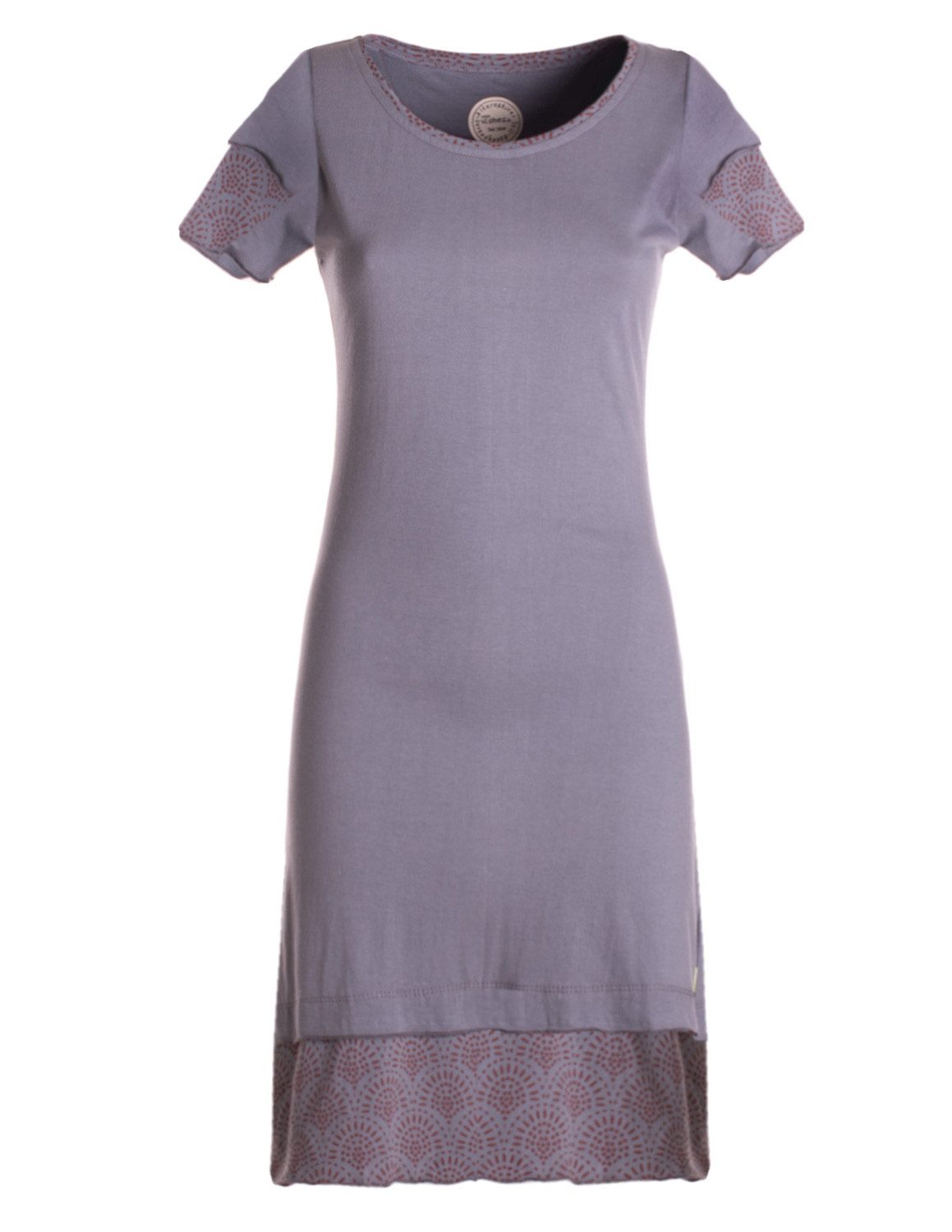 Vishes Jerseykleid Kurzarm Kleid Damen Lagendesign Bedruckt Baumwolle Jersey Alternative Mode, Boho, Hippie, Ethno, Festival