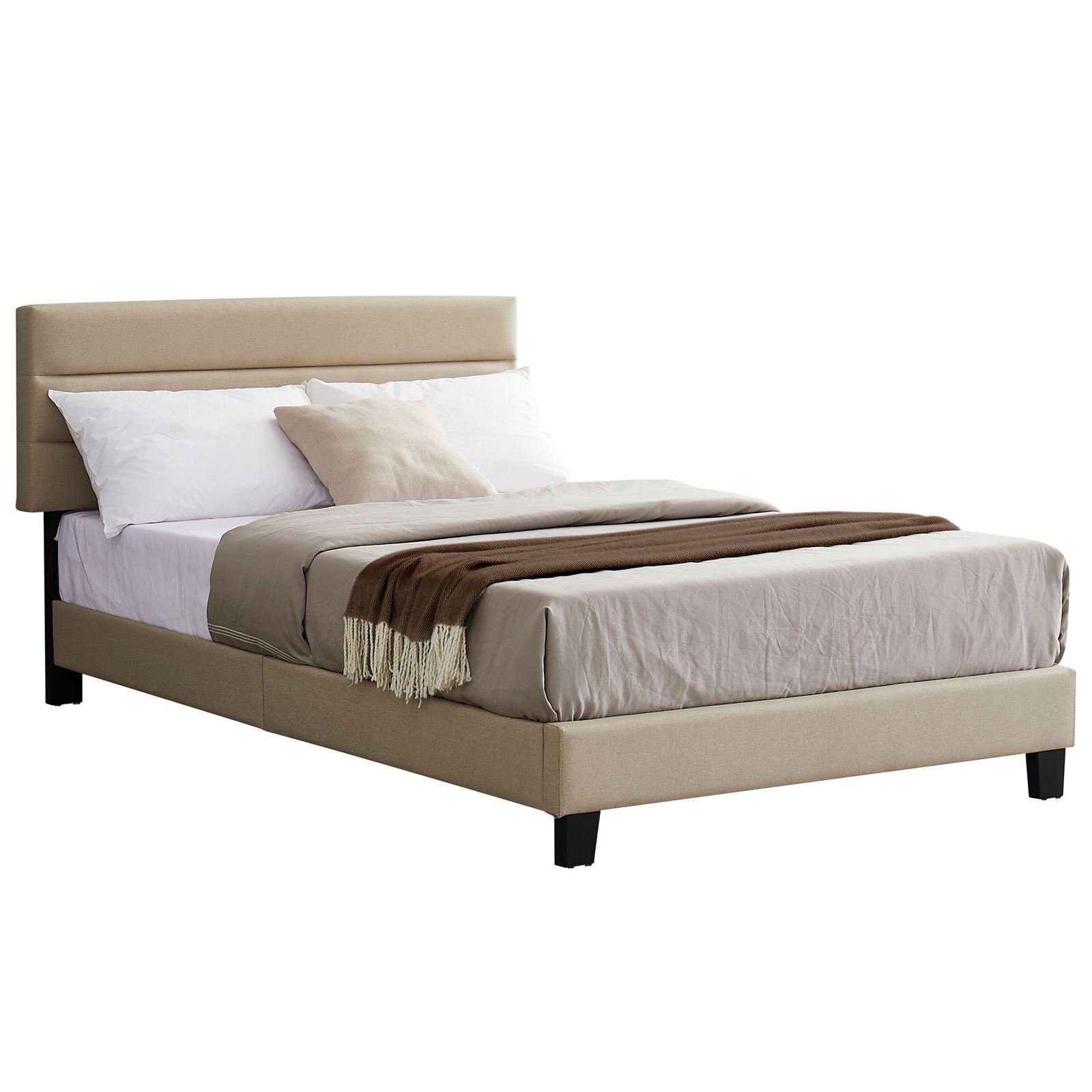 CARO-Möbel Polsterbett WASHINGTON, Polsterbett 120x200 cm Bett mit Stoffbezug in beige Jugendbett Skandin