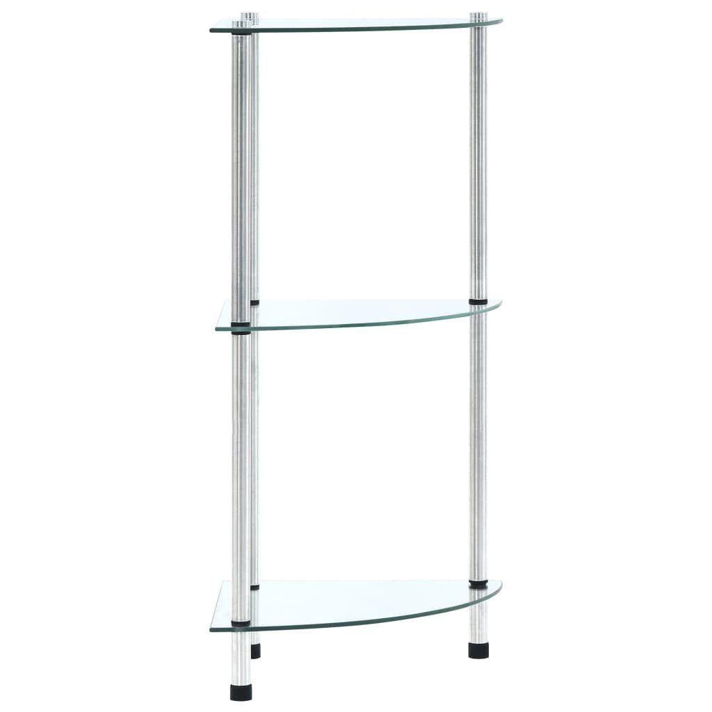 vidaXL Bücherregal Regal mit 3 Ablagen Transparent 30x30x67 cm Hartglas, 1-tlg.