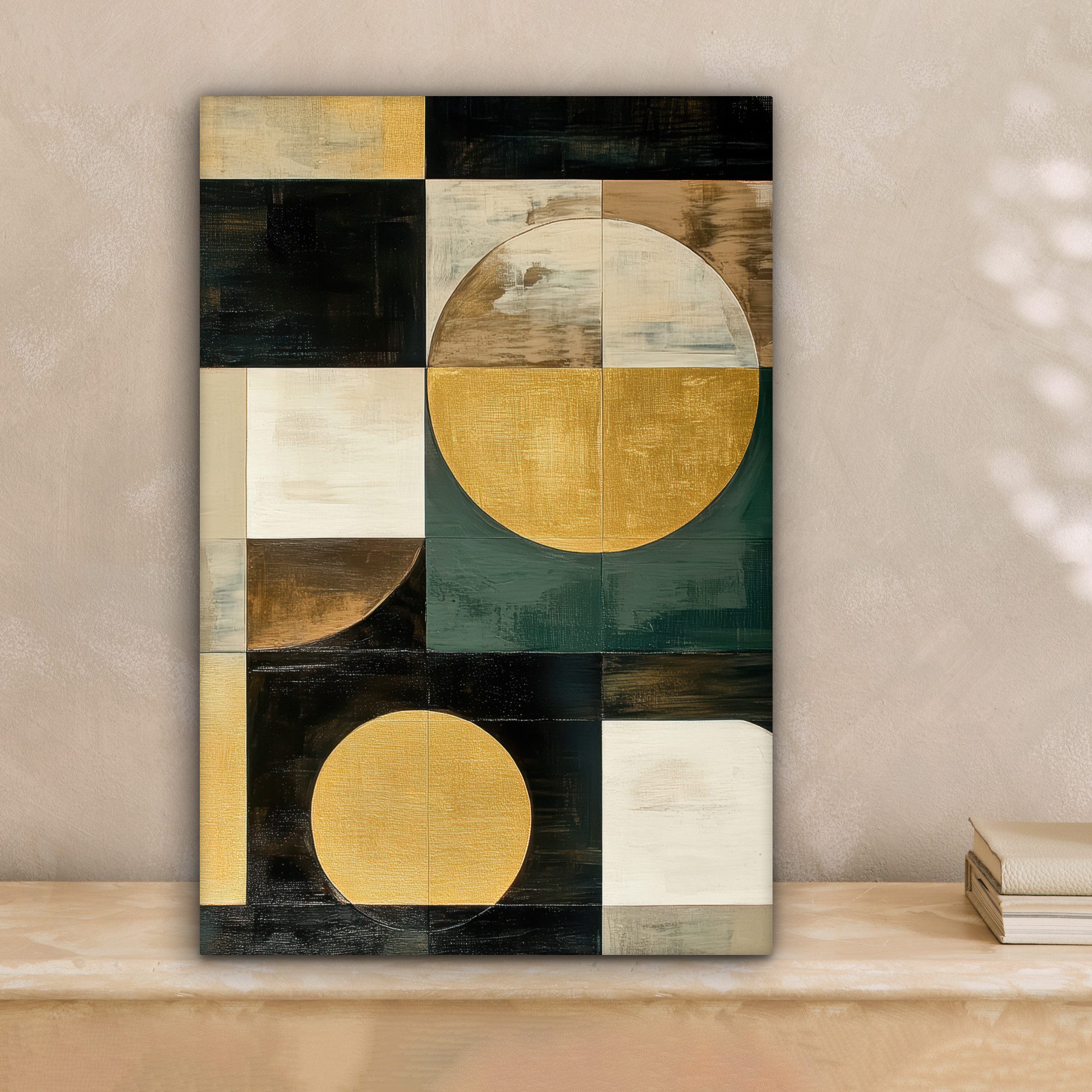 OneMillionCanvasses® Leinwandbild Abstrakt - Gold - Bronze - Formen - Geome günstig online kaufen