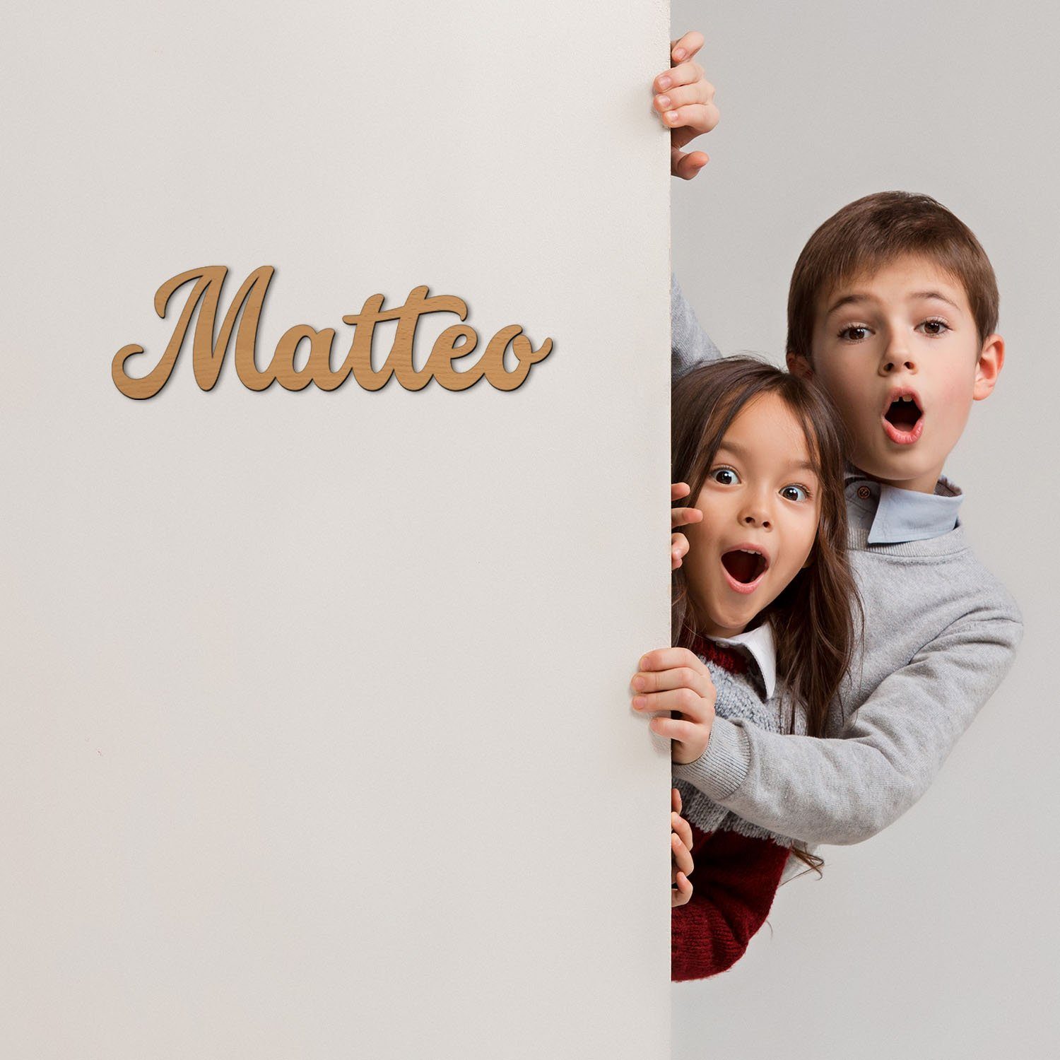 Wandlampe Kinder Matteo Name integriert, Namofactur Holz, Deko Warmweiß Licht Dekolicht Erwachsene & LED fest MDF I LED