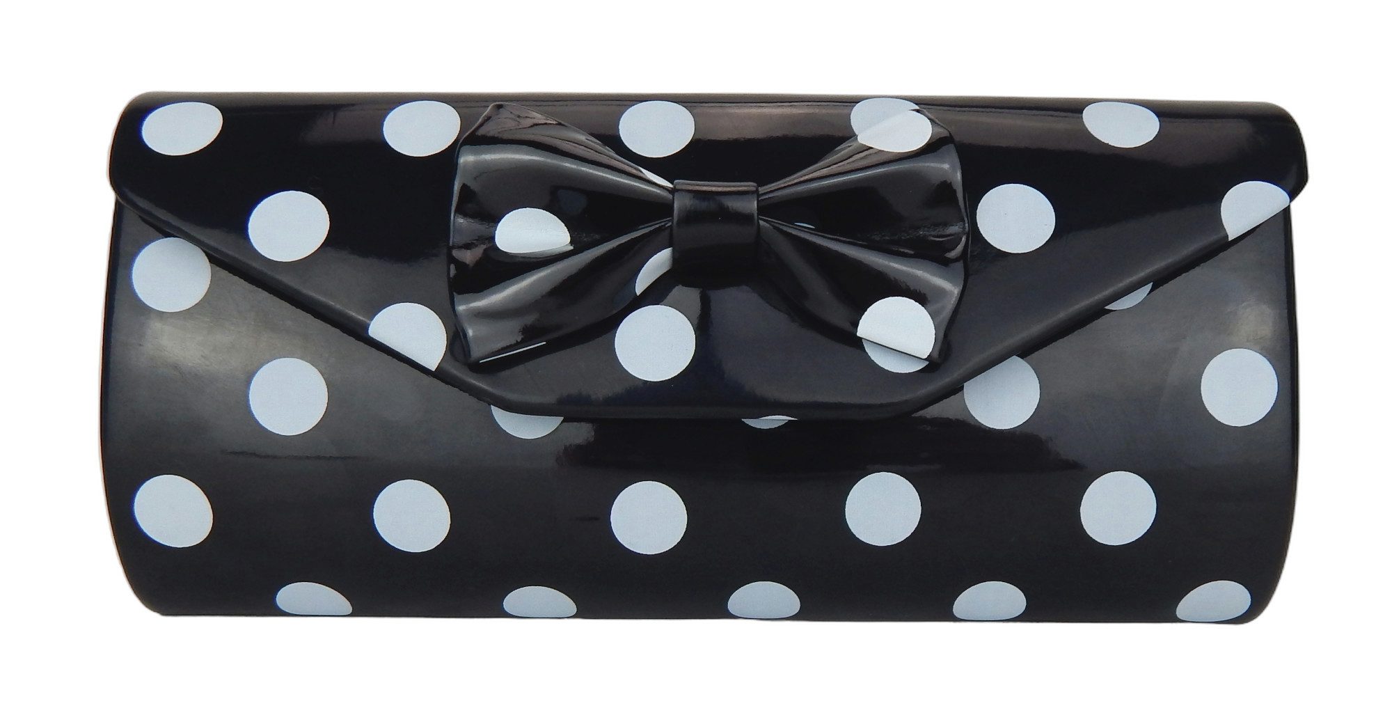 Ella Jonte Clutch, Rockabilly Retro, Polka Dots mit Schleife im 50er Jahre Vintage Stil