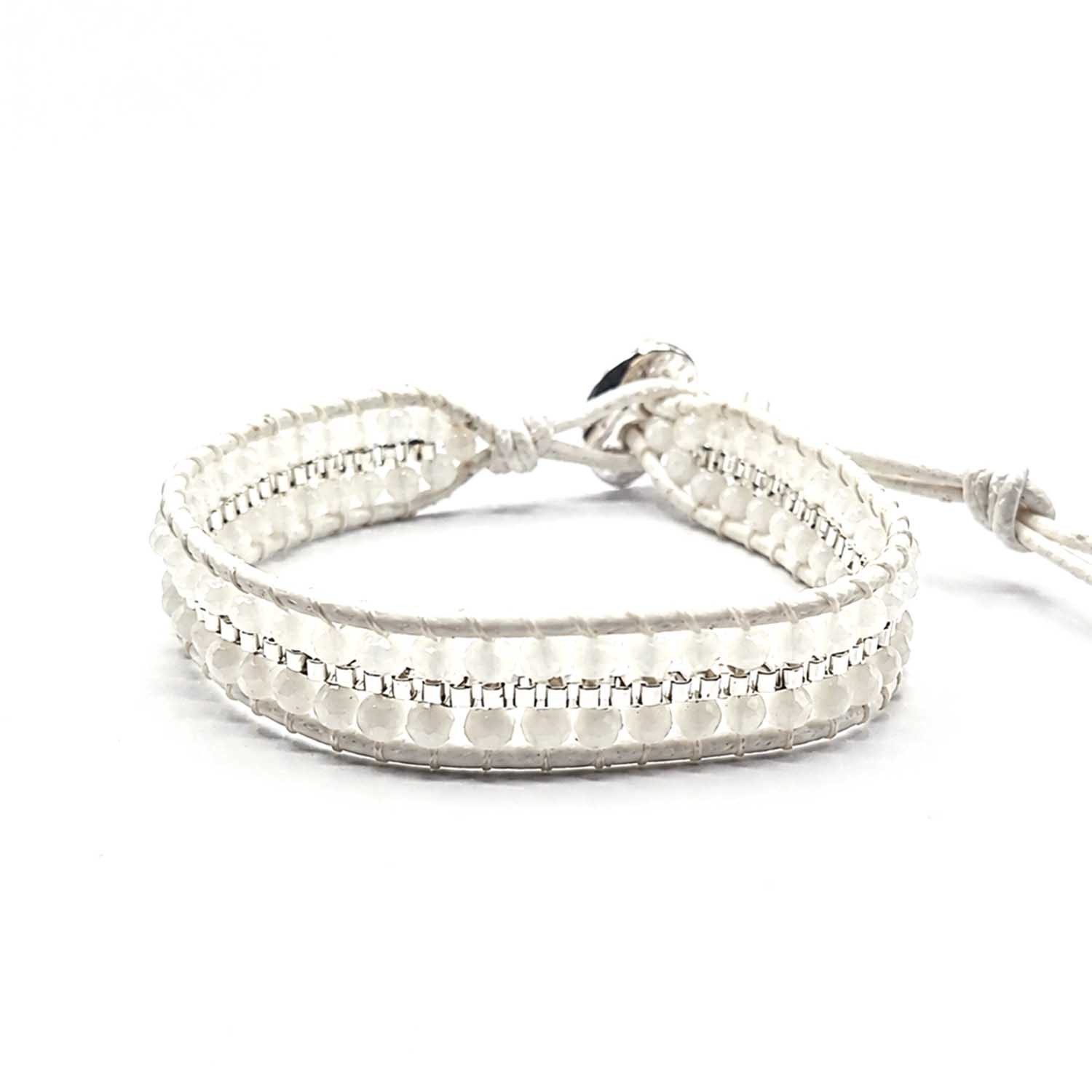 Impala Wickelarmband Malee mit Kristallglasperlen & Baumwollband, Damenarmband mit Kristallperlen