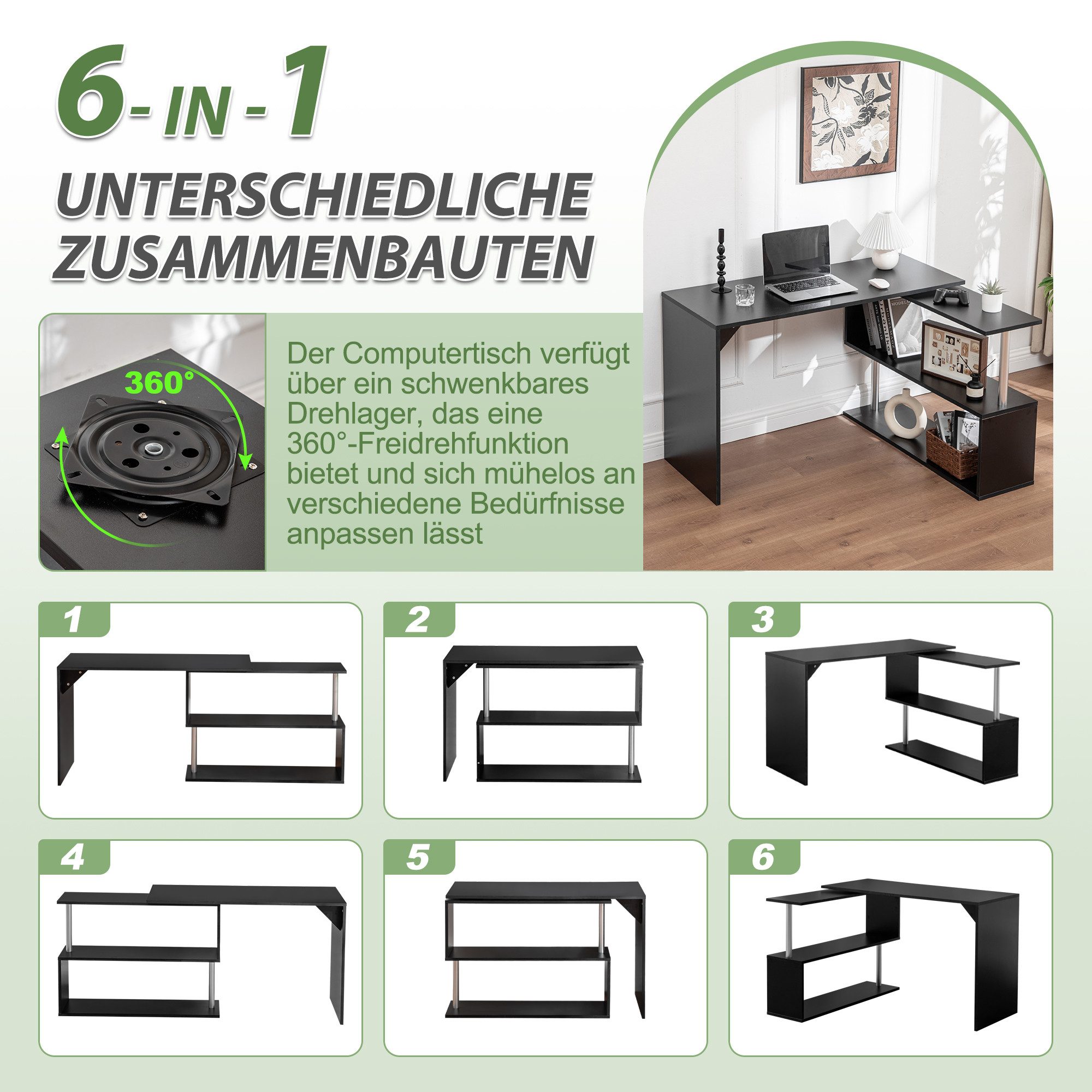 Thanaddo Eckschreibtisch Computertisch L-Förmig mit 360 günstig online kaufen