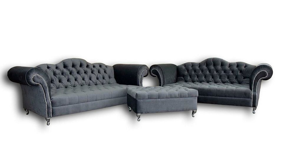 Chesterfield-Sofa, Garnitur Chesterfield Sitzer Sofa 3+2 Couch JVmoebel