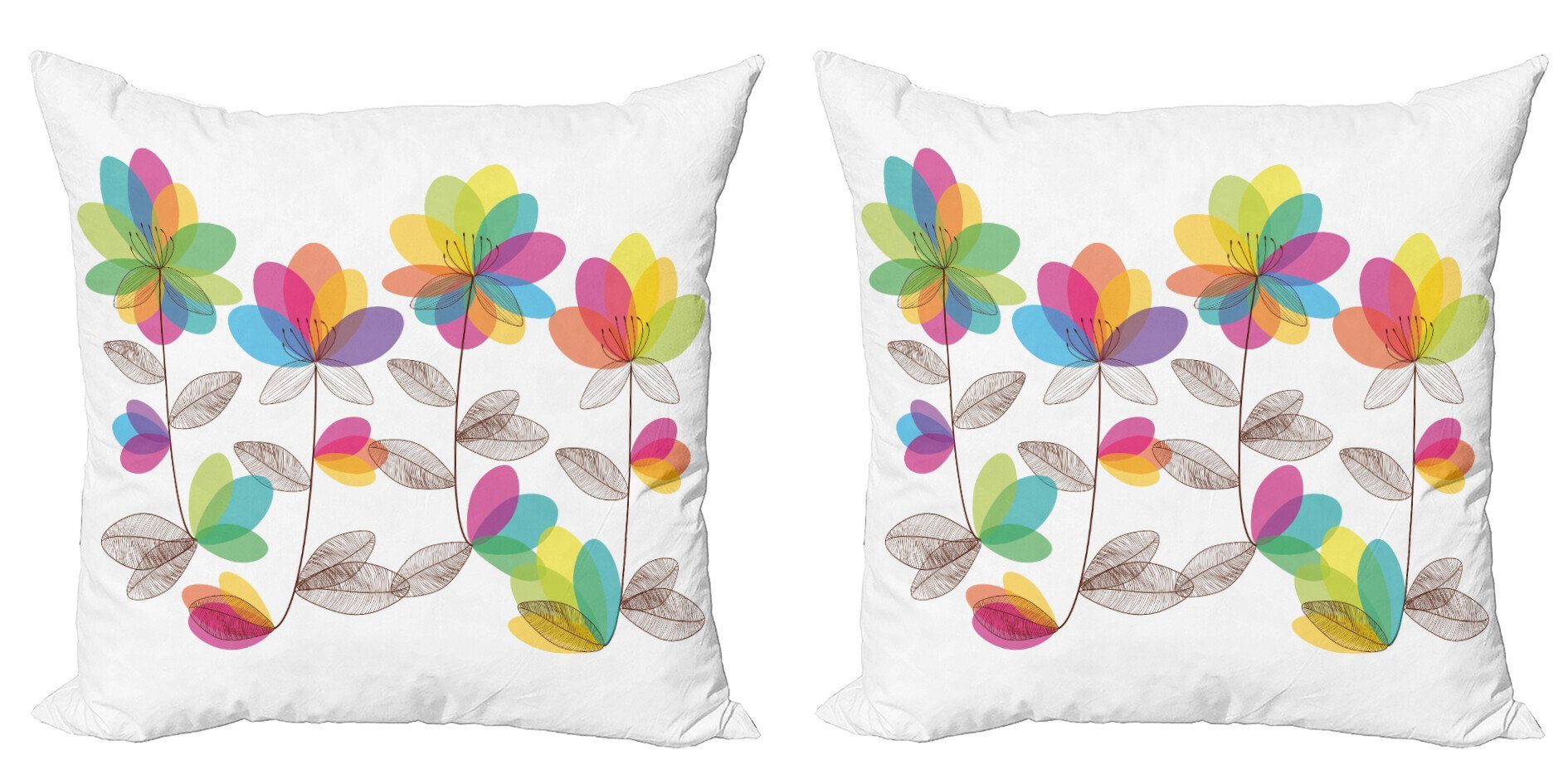 Kissenbezüge Modern Accent Doppelseitiger Digitaldruck, Abakuhaus (2 Stück), Blumen Farbige blühende Blumen
