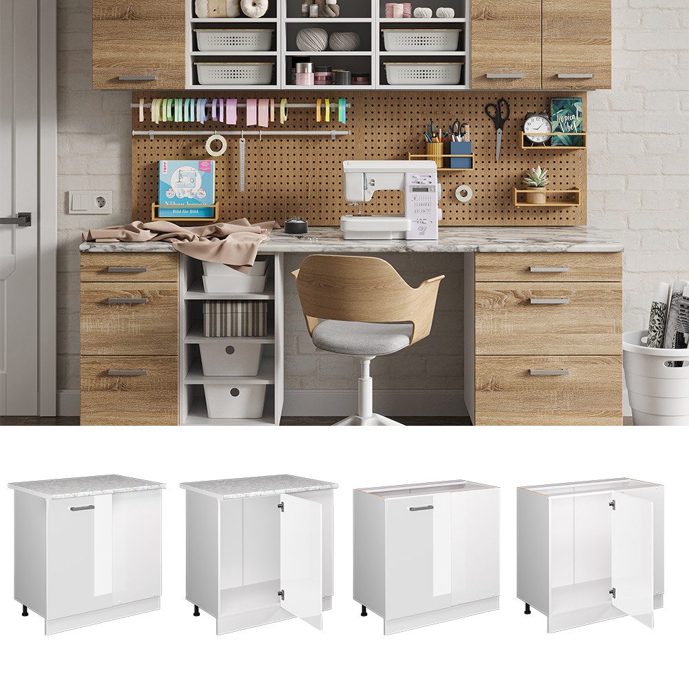 Vicco Schranksystem R-Line, Weiß Hochglanz/Weiß, 86 günstig online kaufen