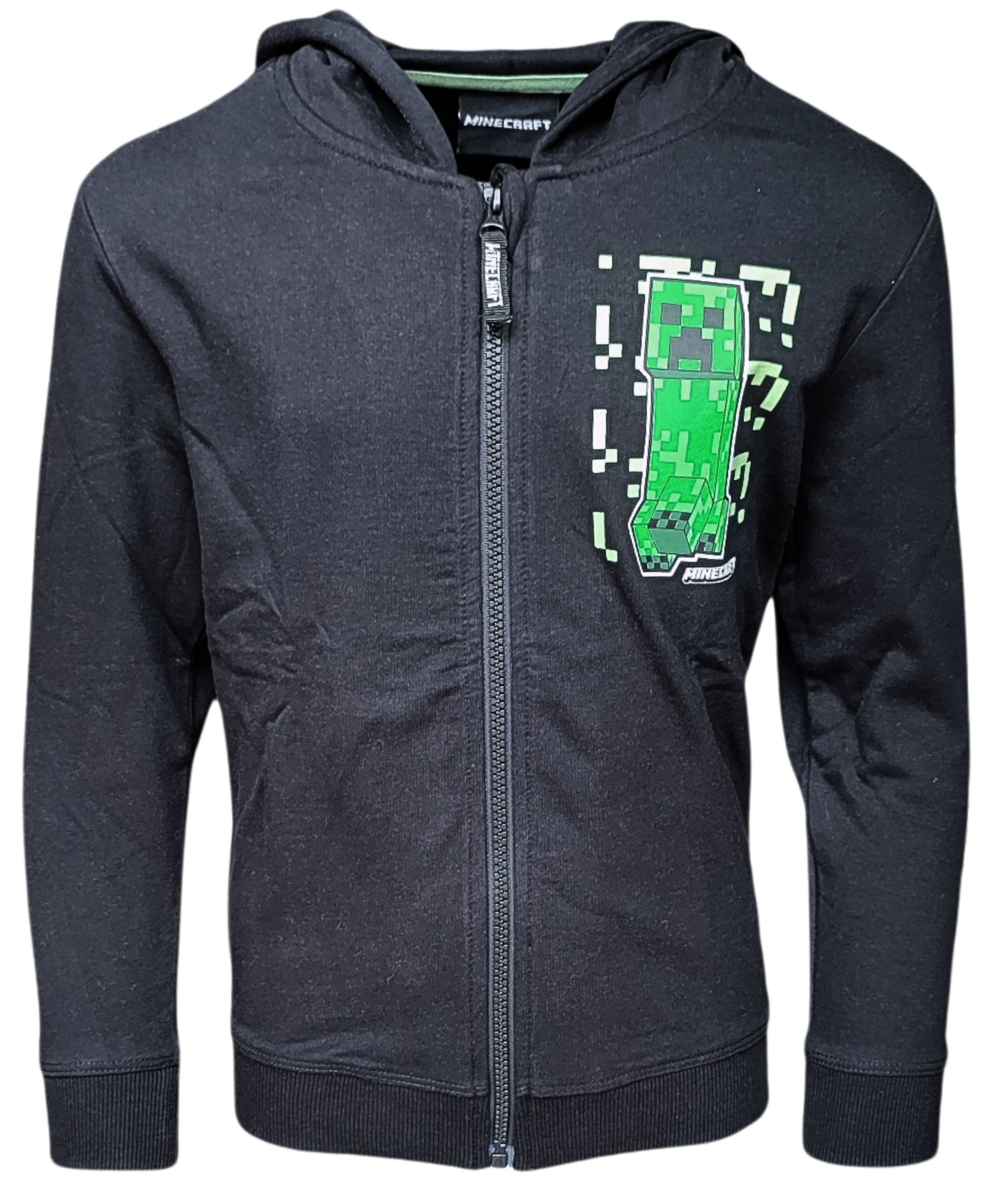Minecraft Sweatjacke Creeper Jungen Kapuzenjacke leicht Gr. 116-152 cm
