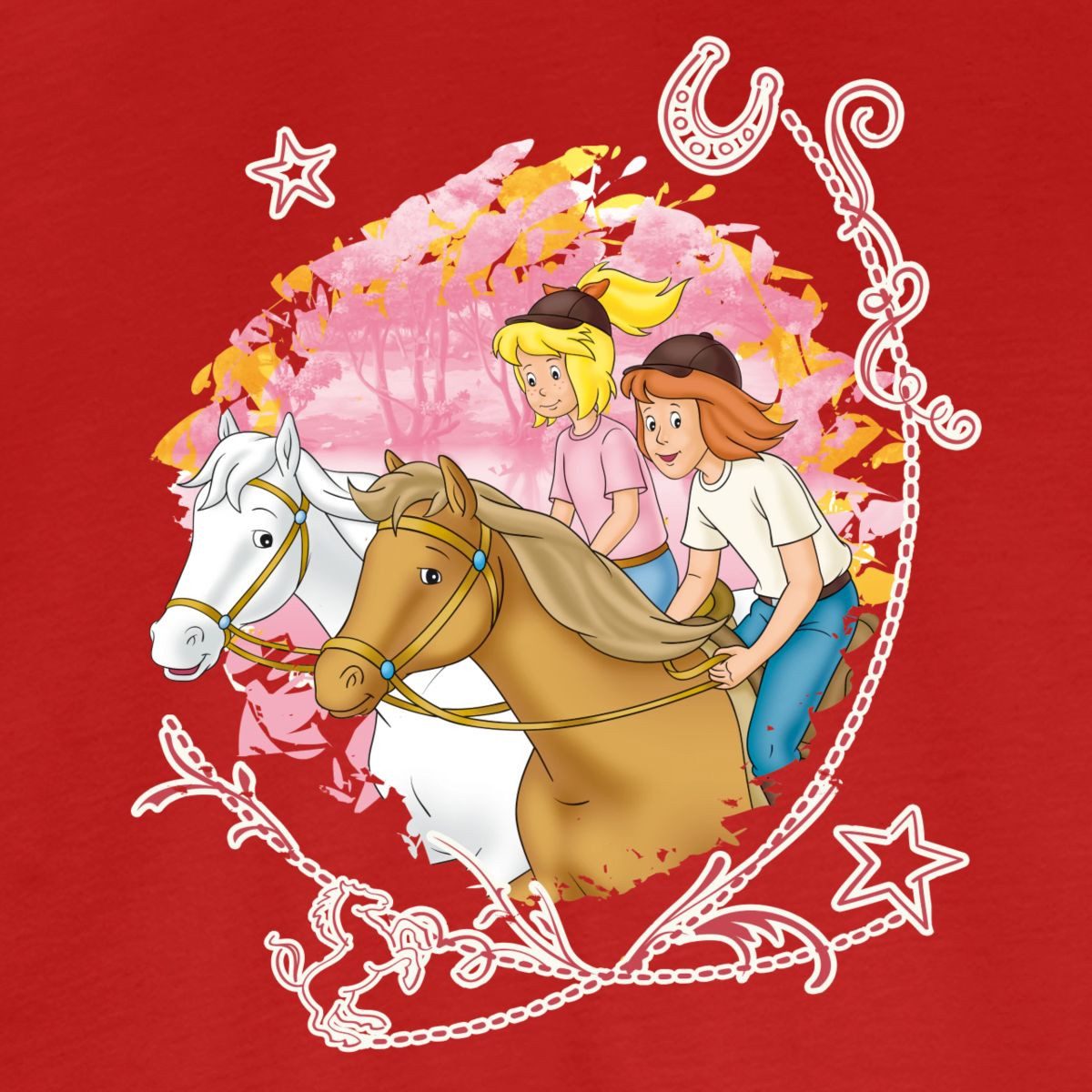 Spreadshirt T-Shirt Bibi Und Tina Wettreiten Im Wald Kinder Premium Langarmshirt (1-tlg)