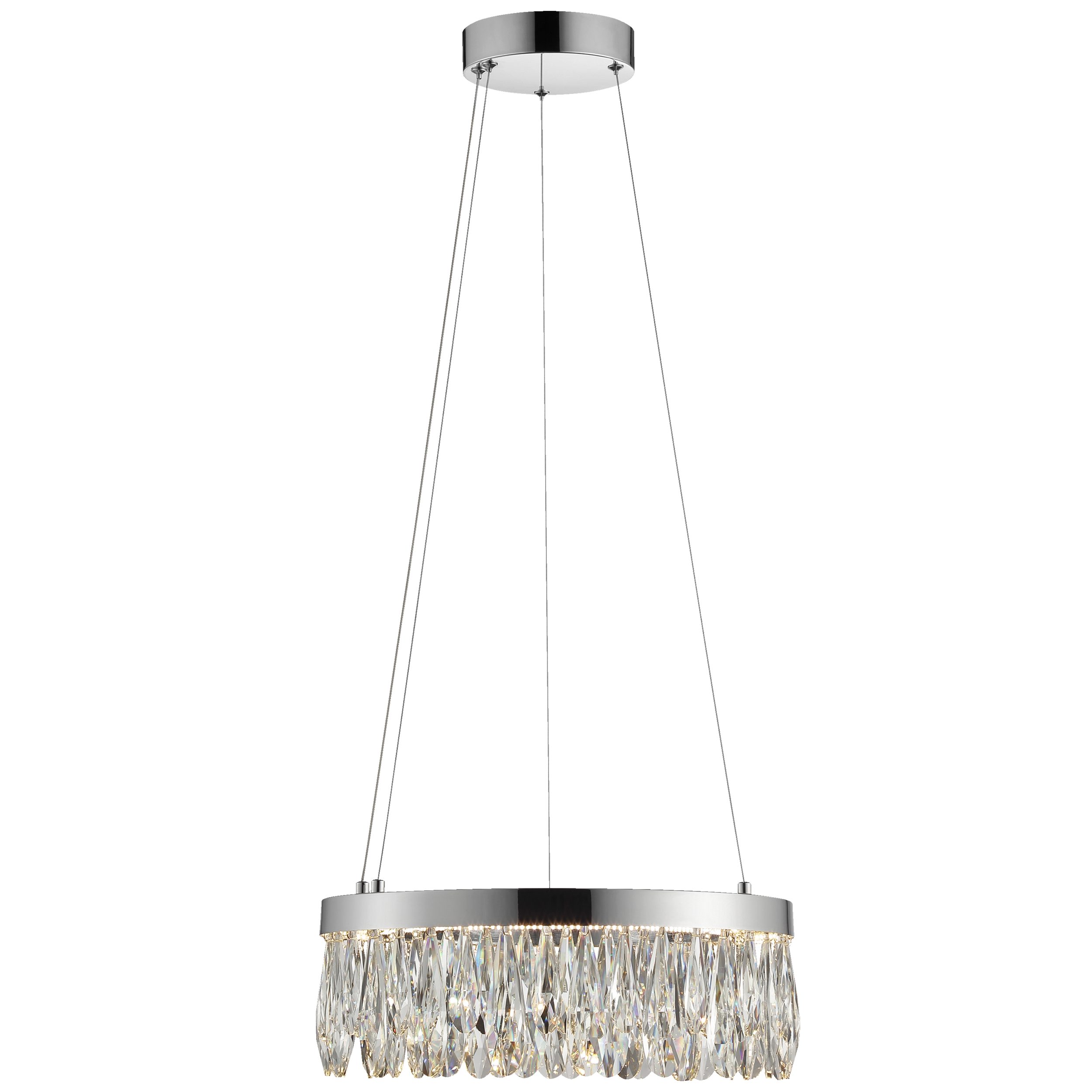 Lightbox Pendelleuchte, LED fest integriert, Warmweiß, LED Hängelampe mit Kristallen - Ø 40 cm - chromfarbend