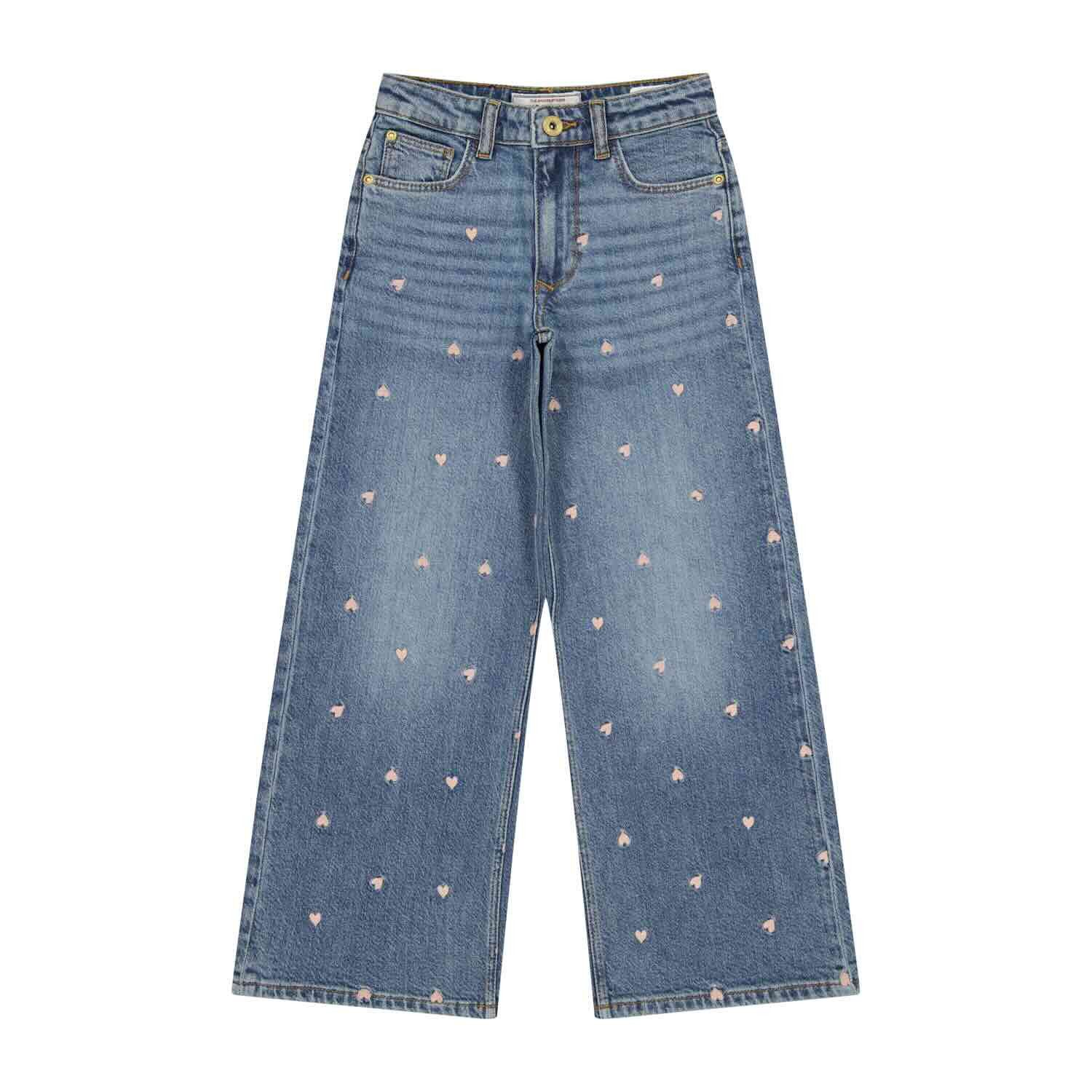 Vingino 5-Pocket-Jeans Wide Leg Jeans mit Herzstickerei aus Baumwollmix