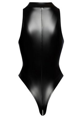 Noir Handmade Body Wetlook Body mit Reißverschluss Lack - schwarz