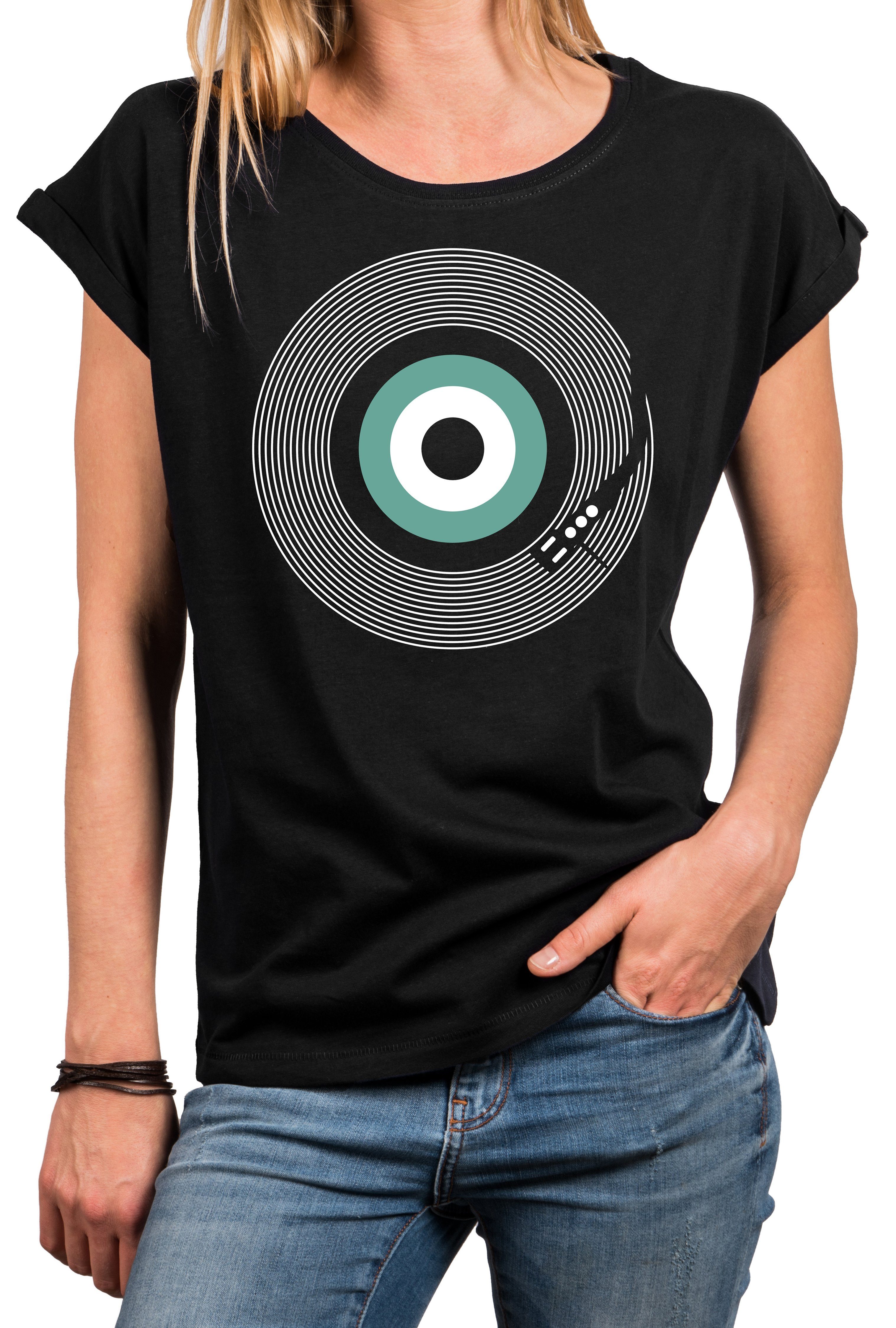 MAKAYA Print-Shirt Damen Kurzarm Baumwolle Retro günstig online kaufen