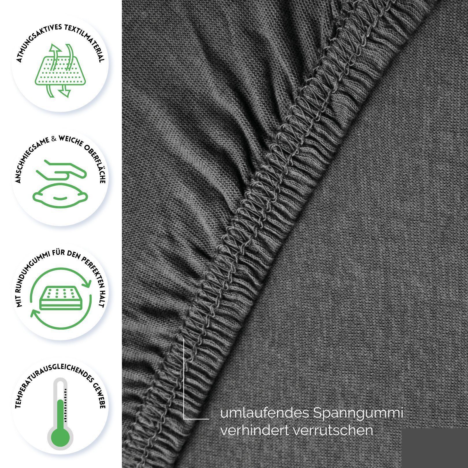 Hometex Premium Textiles Spannbettlaken aus Mikroflausch oder Teddyflausch - Bettlaken extra warm & kuschelig, Gummizug: Rundum, viele Größen und Farben in Prem – Bild 5 von 5