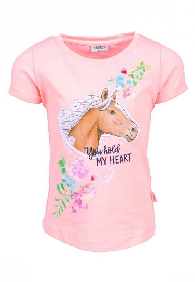 Horse Seq. PEPPER T-Shirt EMB (1-tlg) AND Print SALT S/S