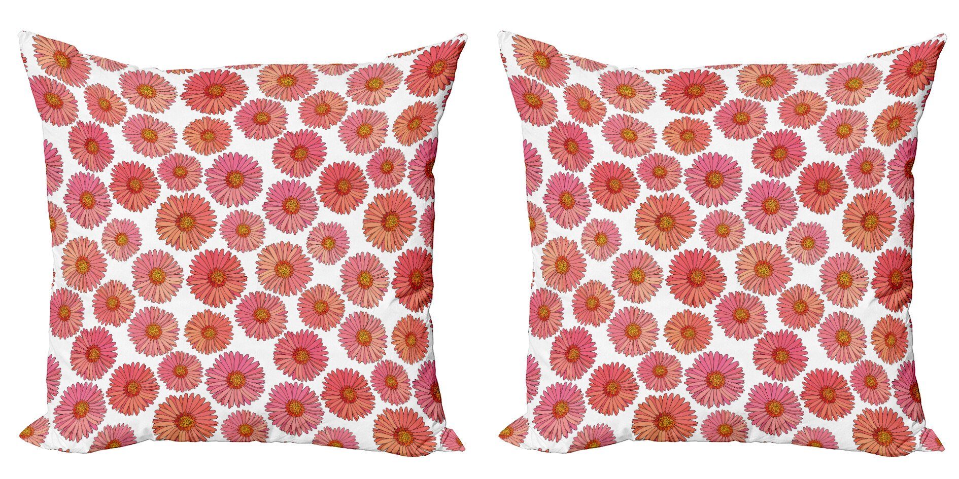Kissenbezüge Modern Accent Doppelseitiger Digitaldruck, Abakuhaus (2 Stück), Aster Rosa Blüten-Feld blühen
