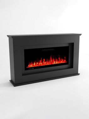 GLOW FIRE Elektrokamin weiß / grau / schwarz RHEA LED Kamin mit Heizung, Elektrischer Kamin mit 3D Feuer mit Heizung, 2 Dekorationen