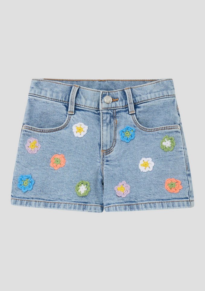 s.Oliver Jeansshorts Jeans-Hose Jeans-Shorts mit Blumenapplikation