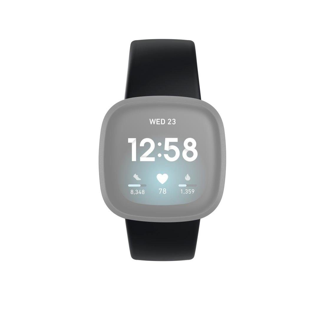 Hama Smartwatch-Armband Ersatzarmband für Fitbit 3/4/Sense 22 Versa schwarz (2), TPU, cm cm/21