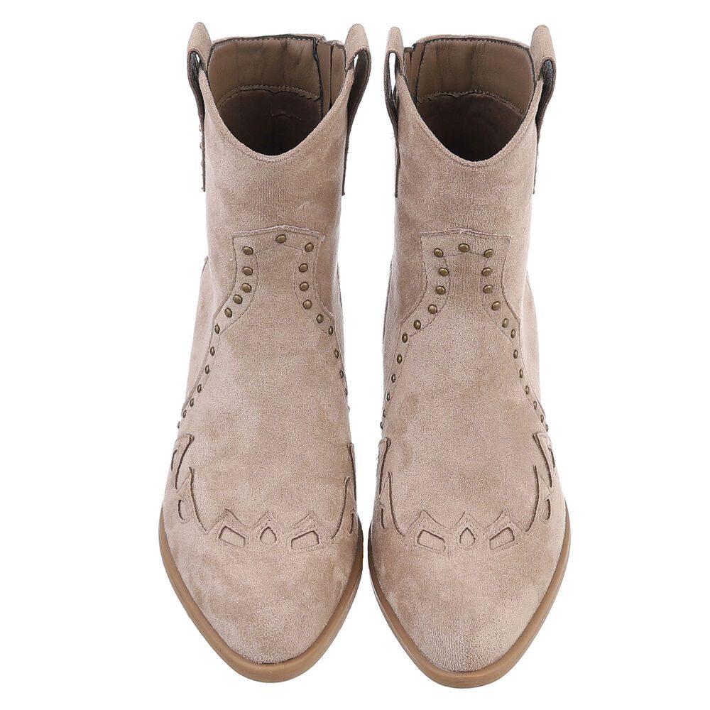 Ital-Design Damen Cowboyboots Western Westernstiefelette (88812568) Blockabsatz Stiefeletten in Hellbraun