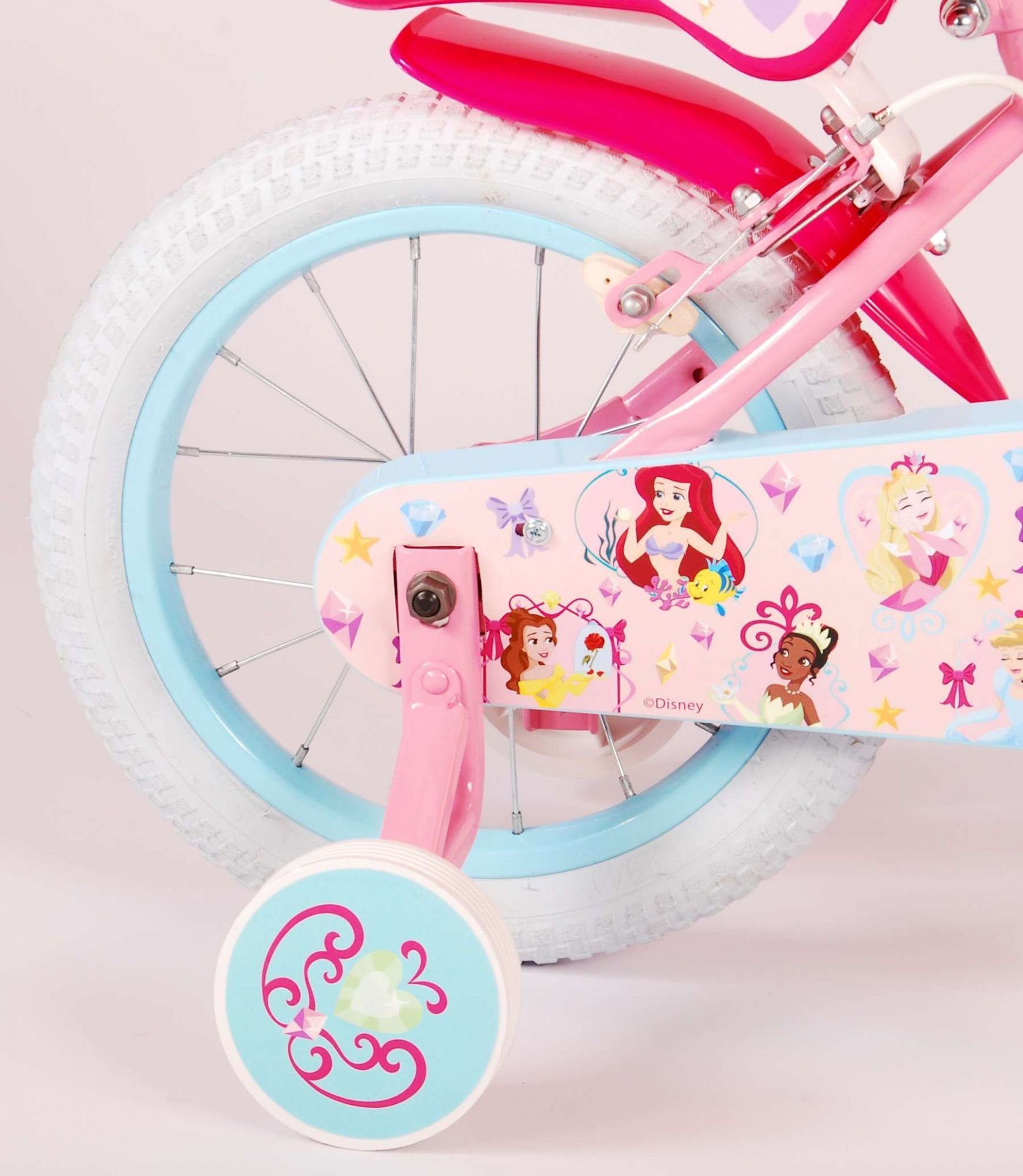 TPFSports Kinderfahrrad Disney Princess 14 1 Gang, Kinderrad Rutschfeste mit (Mädchen 2x - Fahrrad mit Stützräder Zoll 14 Mädchen Kinder Laufrad Fahrrad Sicherheitsgriffe), Zoll Handbremse