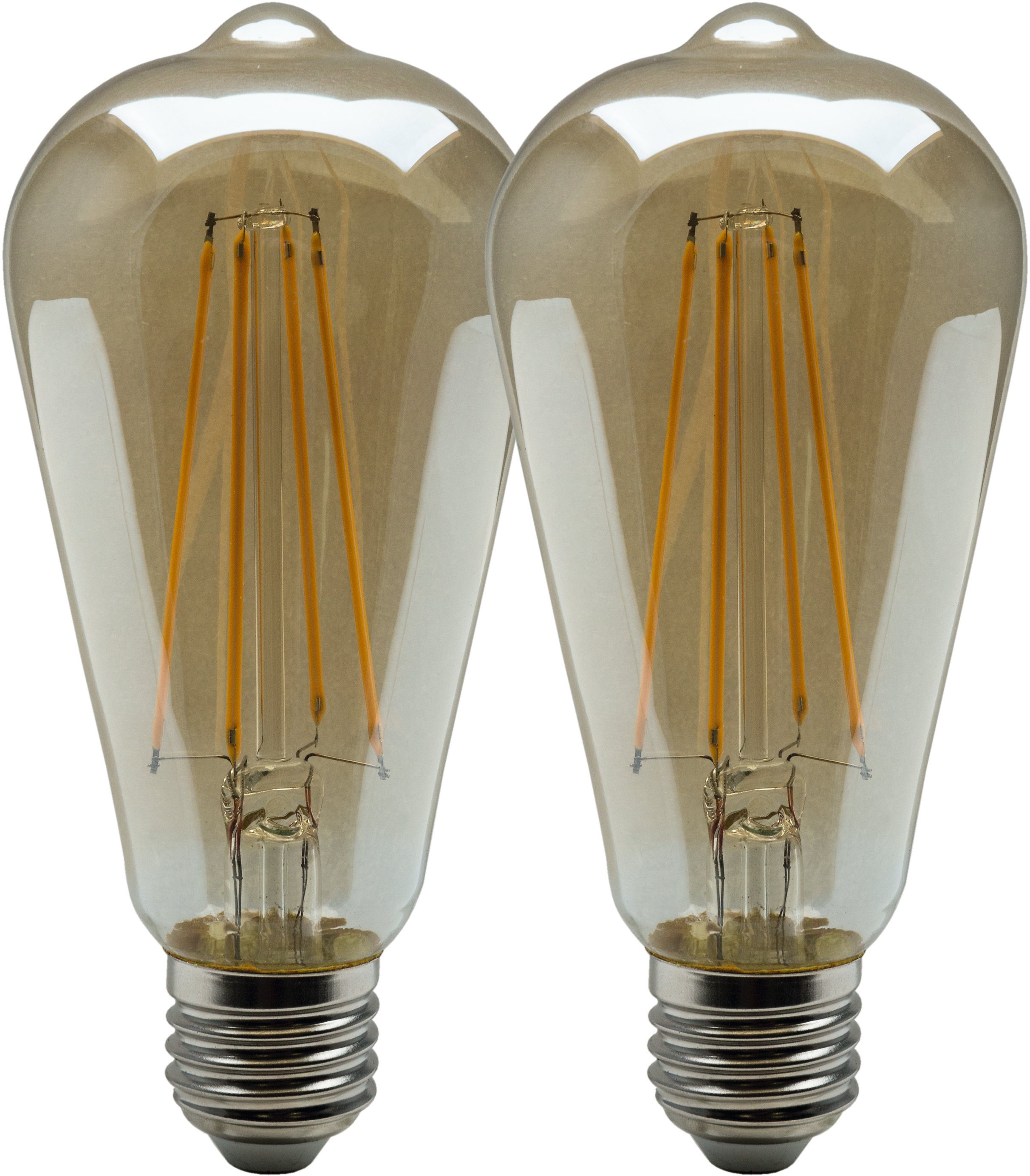 warmweißes Filament, 2 LED-Filament Vintage Extra-Warmweiß, Licht und E27, St., LED gemütliches -Lampe,LED-Glühlampe,Vintage,extra HEITRONIC
