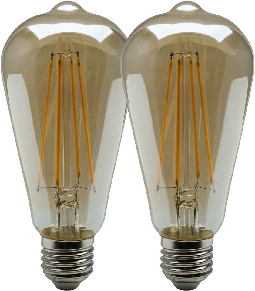 und Licht St., -Lampe,LED-Glühlampe,Vintage,extra HEITRONIC Vintage E27, 2 warmweißes gemütliches Filament, LED Extra-Warmweiß, LED-Filament