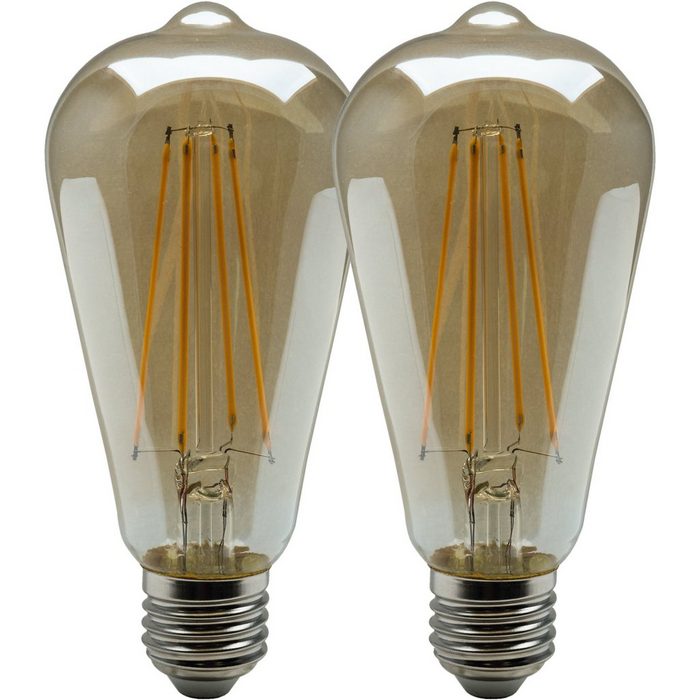 HEITRONIC Vintage Filament LED-Filament E27 2 St. Extra-Warmweiß LED-Lampe LED-Glühlampe Vintage extra warmweißes und gemütliches Licht