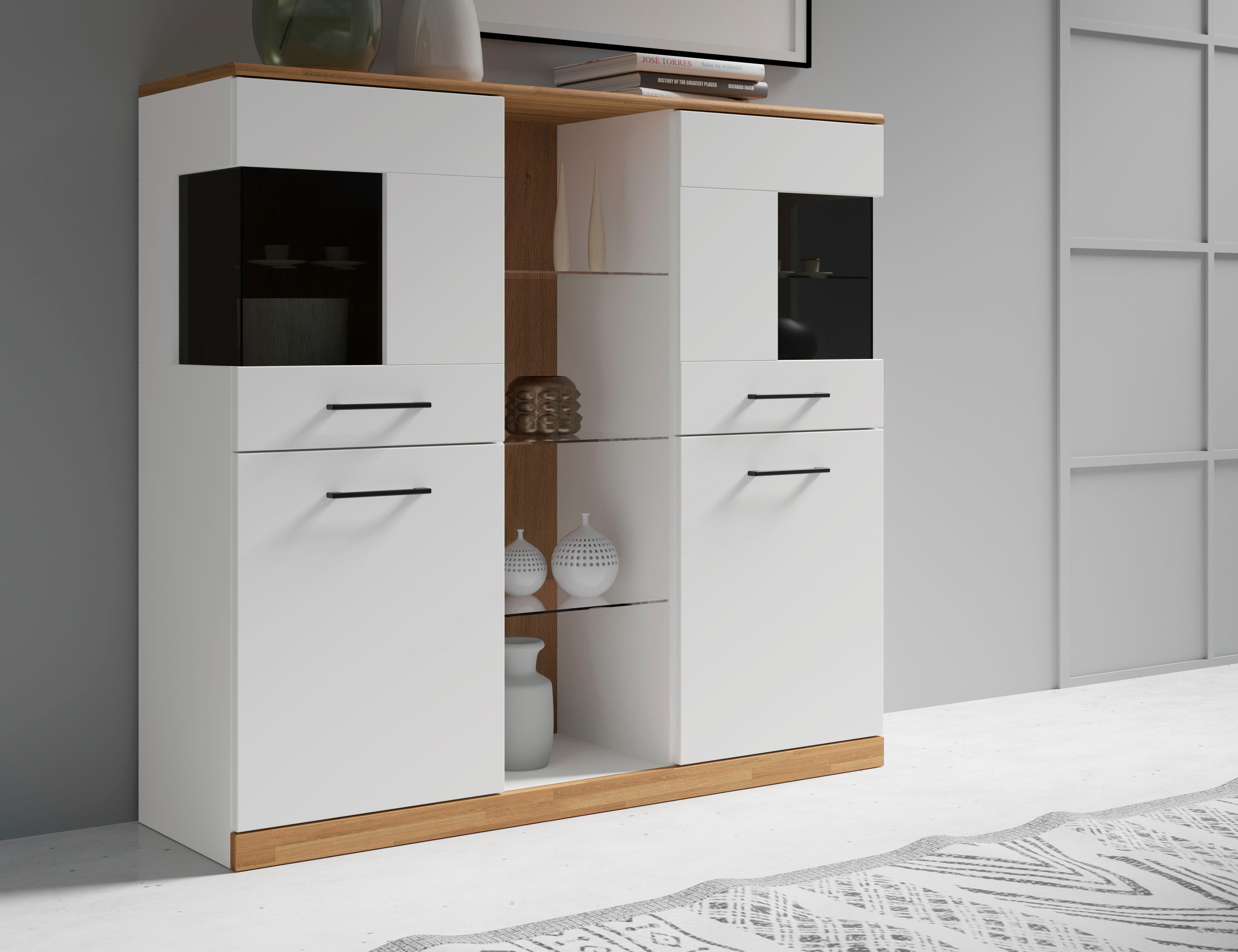 Home affaire Highboard Ribe,120cm breit,112cm hoch,Oberplatte günstig online kaufen