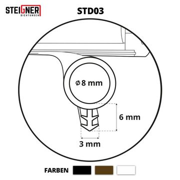 STEIGNER Türdichtband STD03 Türdichtung, Zimmertürdichtung Gummidichtung Türzargendichtung Türanschlagdichtung