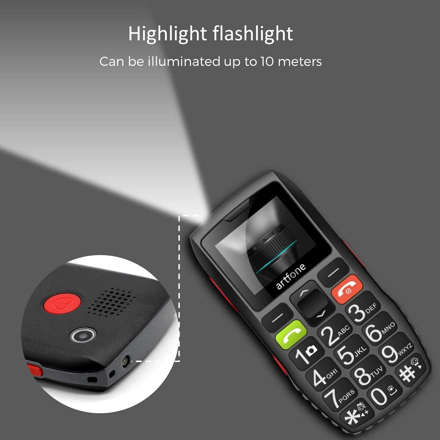 artfone C1+ Senioren Handy ohne Vertrag mit Notruftaste Rentnerhandy Seniorenhandy (Große Tasten, 10 Tage Akkulaufzeit, 100 Kontakte) – Bild 5 von 5