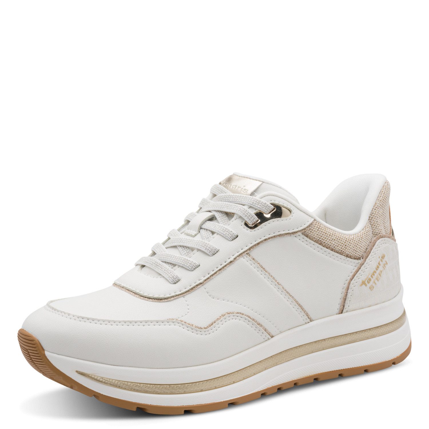 Tamaris Plateausneaker, Freizeitschuh, Halbschuh, Schnürschuh mit Kontrast-Paspellierung