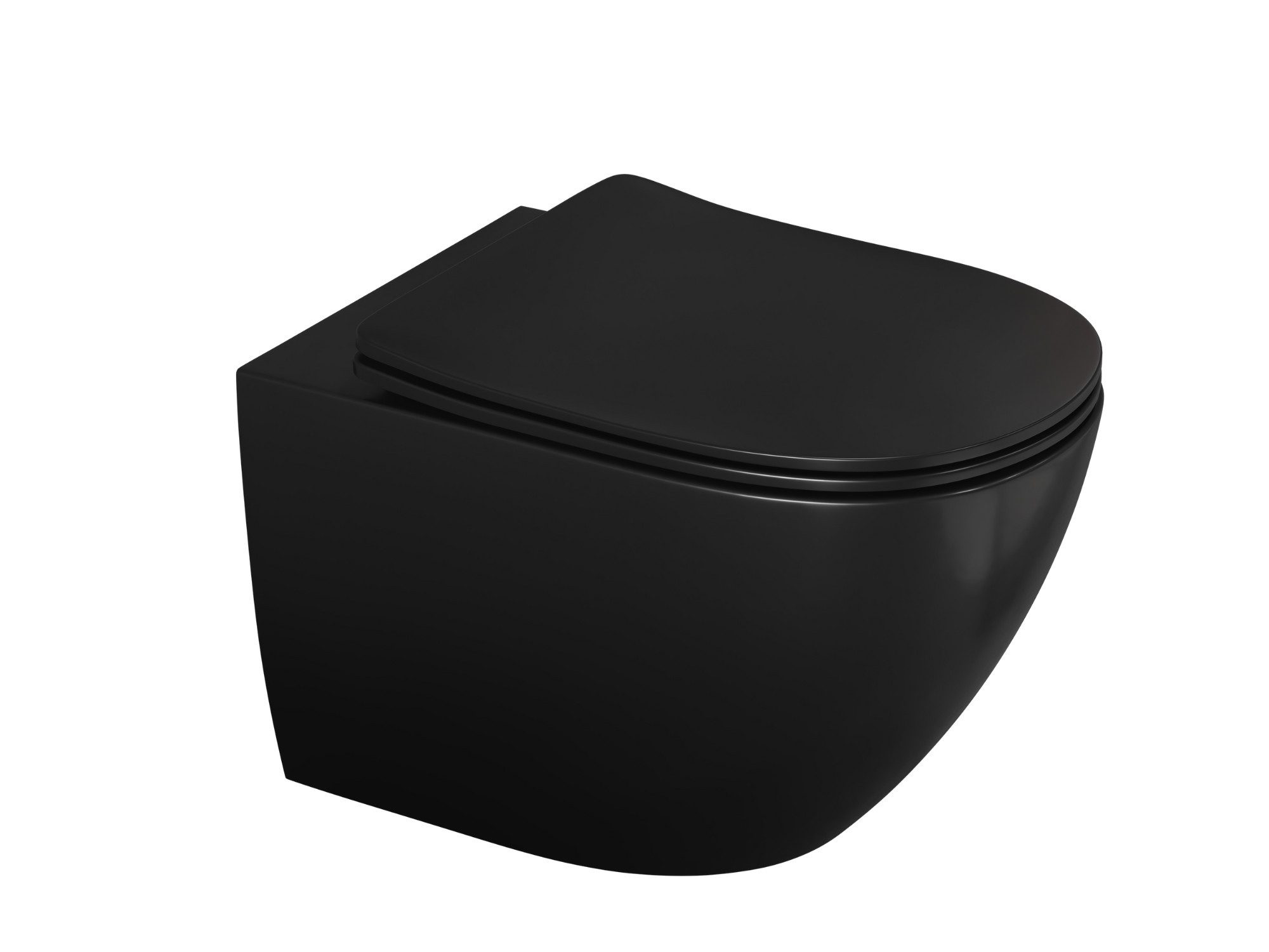 Aqua Bagno Tiefspül-WC Spülrandloses Hänge-WC schwarz matt 53cm Toilette ohne Rand, Wandmontage, Abgang waagerecht, WC-Set, Toilette ohne Rand