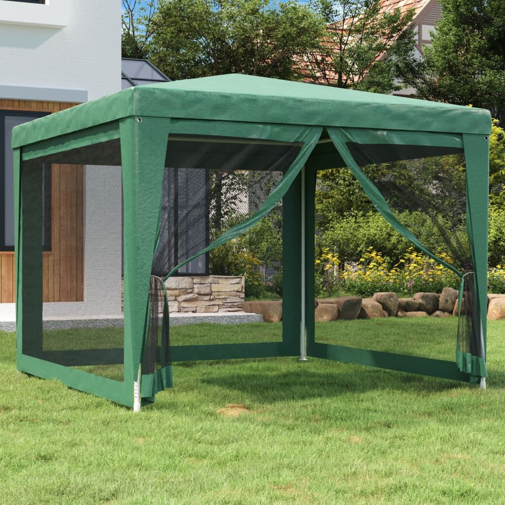 Thumbnail - vidaXL Partyzelt, Pavillon mit 4 Mesh-Seitenwänden Grün 3x3 m HDPE