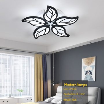 Daskoo Deckenleuchten Blattform Wohnzimmer LED Deckenlampe mit Fernbedienung Dimmbar, LED fest integriert, Warmweiß/Neutralweiß/Kaltweiß, LED Deckenleuchte