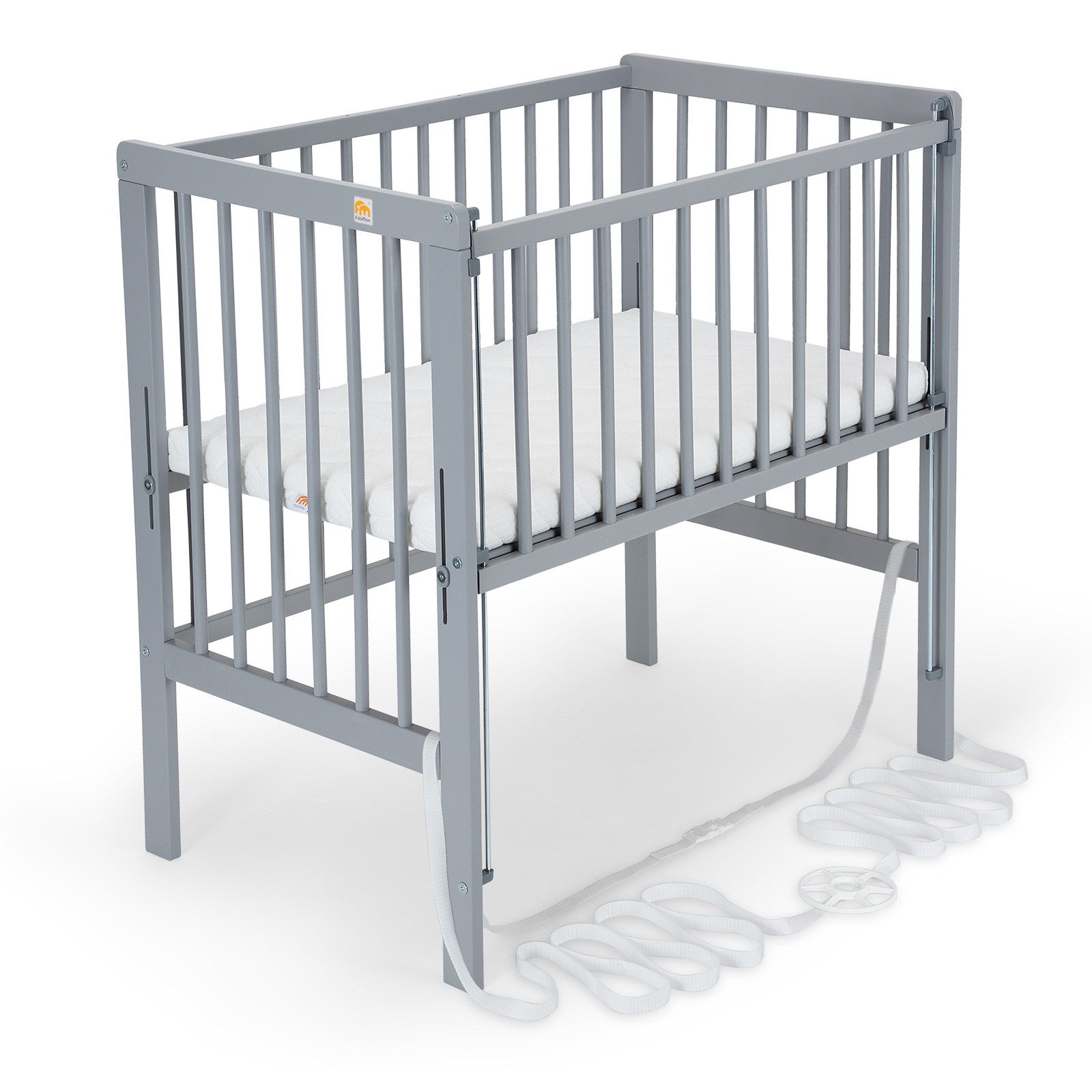 FabiMax Beistellbett Flex grau, 2in1, Beistellbett und Stubenbettchen in Ei günstig online kaufen