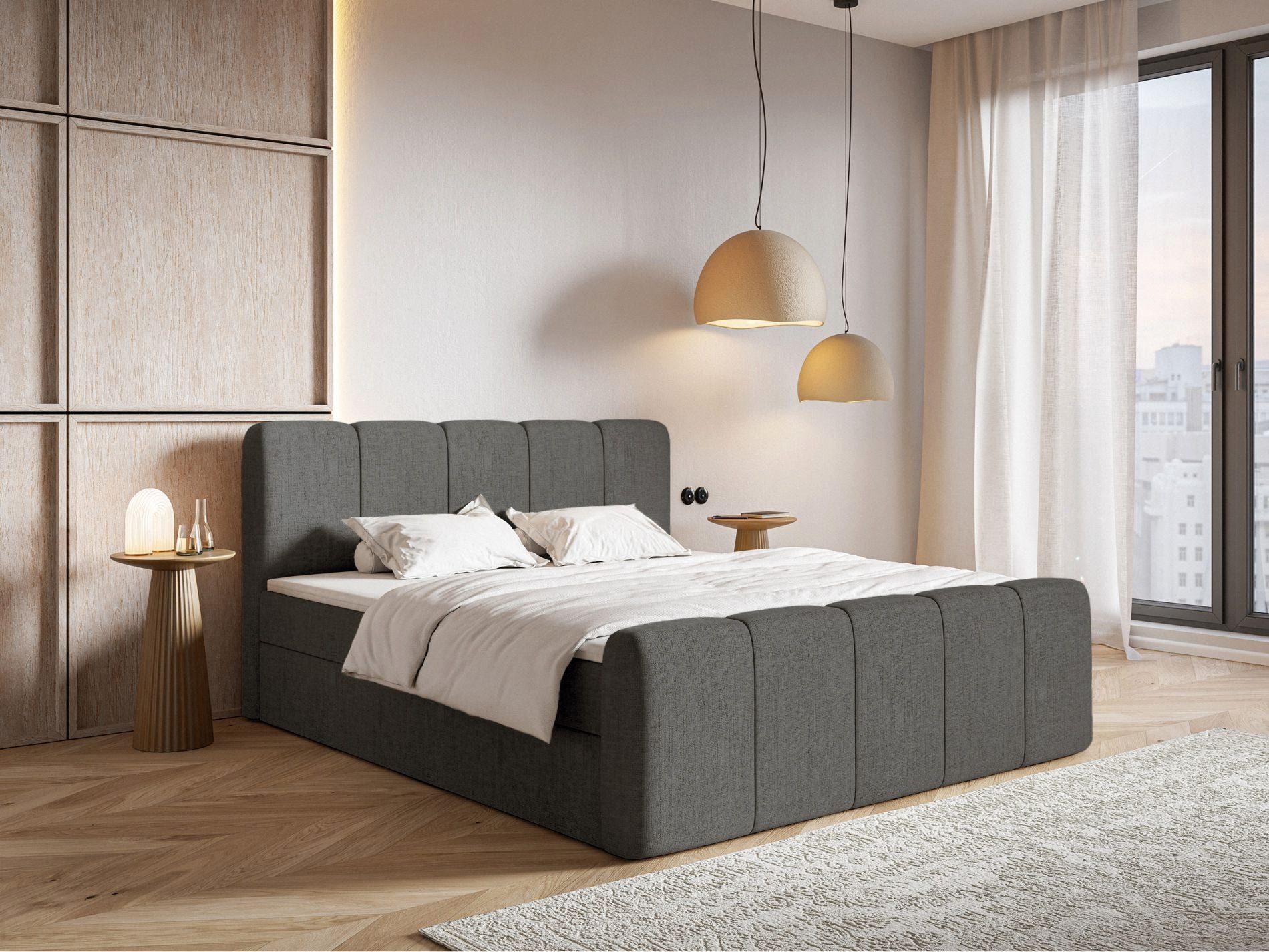Selsey Boxbett CLOUDY II, Polsterbett mit Bettkasten, Matratze & Topper, Bouclé oder Chenille