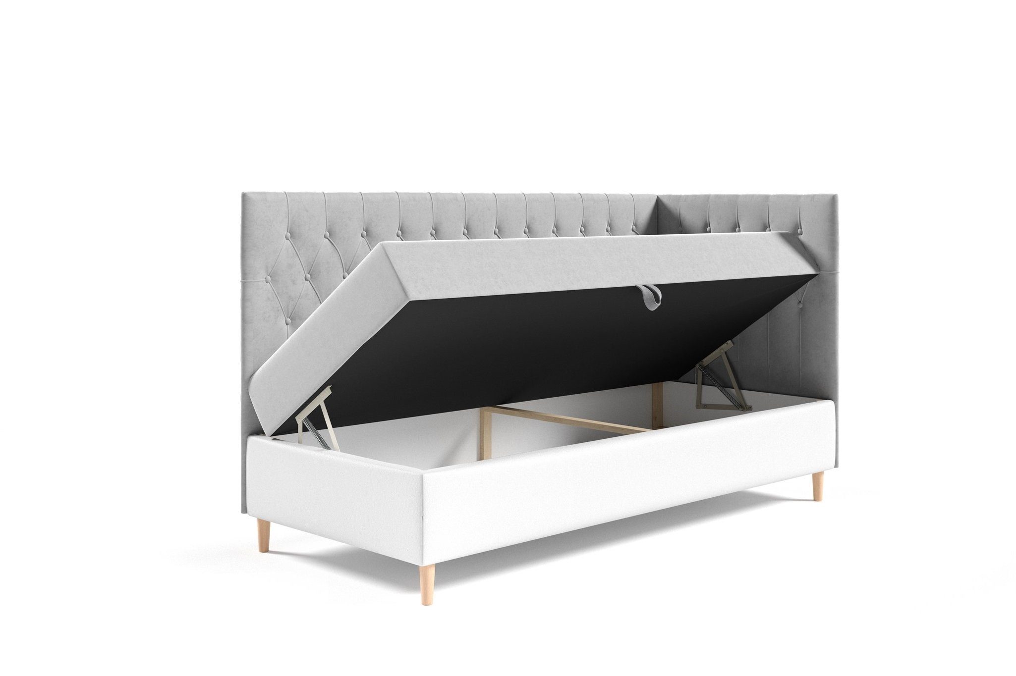 Fun Möbel Boxbett Gästebett Kinderbett FINJA Nr.3 (inkl. Bettkasten und Topper, Seitenteil rechts oder links), Kopf- und Seitenteil