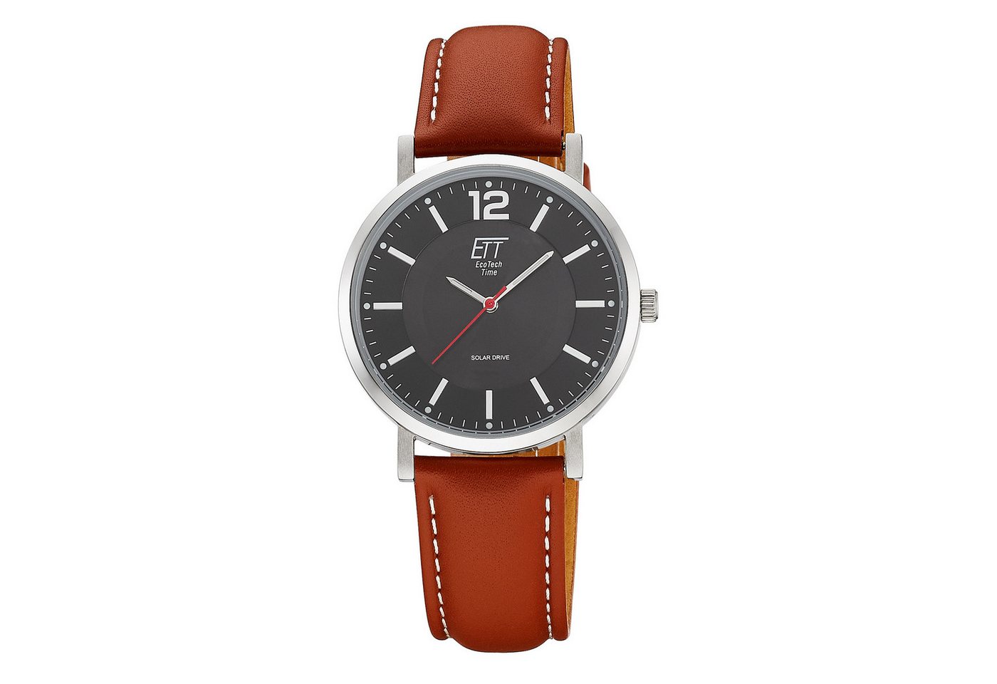 ETT Solaruhr EGS-12159-21L, Armbanduhr, Damenuhr, Herrenuhr, Lederarmband, analog