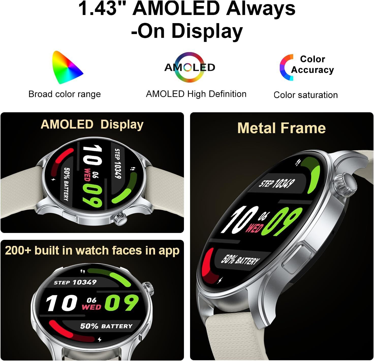 Kimeag S67 Smartwatch (3,6 cm, android ios), Smartwatch mit Telefonfunktion Fitness Uhr mit 112 Sportmodi