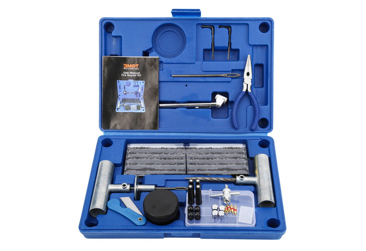 Clanmacy Reifen-Reparaturset Reifen Reparaturset,Reifenreparaturset Auto,73 TLGmit Aufbewahrungsbox, 73-St.