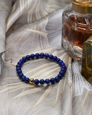 MayTree Armband Lapislazuli, 16-18cm, Geschenk für Muttertag, Geburtstag, Weihnachten (Stück, 1-tlg), mit Perle aus 925Silber, 24K vergoldet
