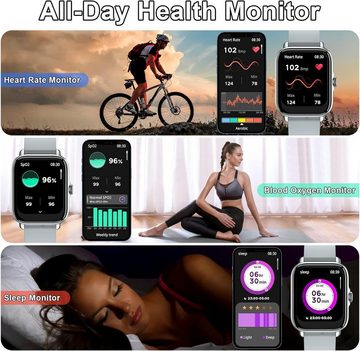 Zero-G Roadster Smartwatch (1,7 Zoll, Android, iOS), Herren Damen Fitness Tracker mit Nachricht Erinnerung/Sprachassistent