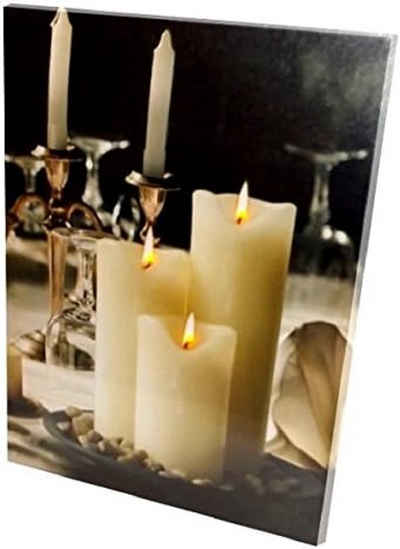 Provance Wandbild Wandbild LED mit Flackerkerzen Kerzenlicht beleuchtet, Kerze