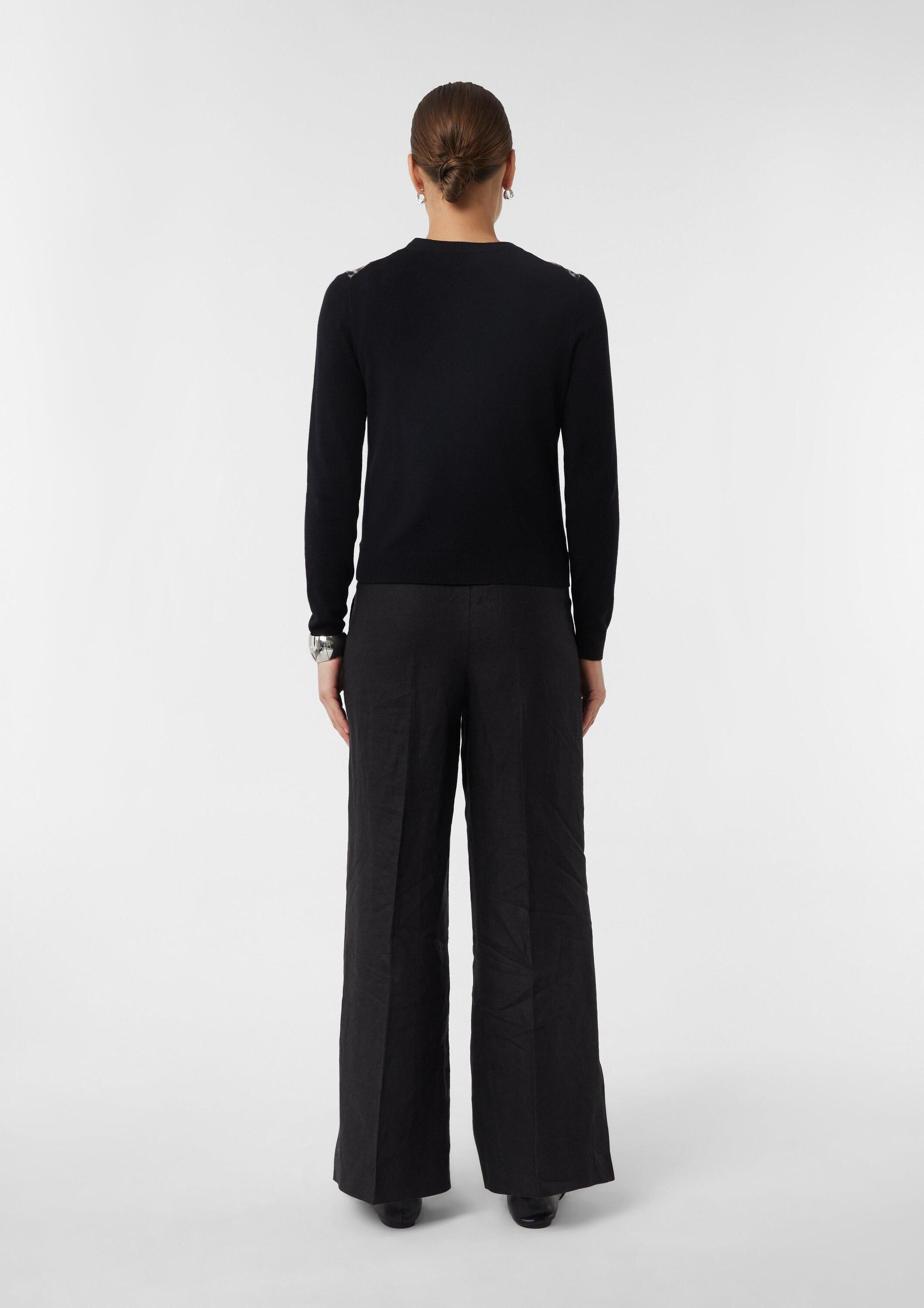 comma Cardigan Strickjacke Cardigan im Materialmix mit Leo-Print