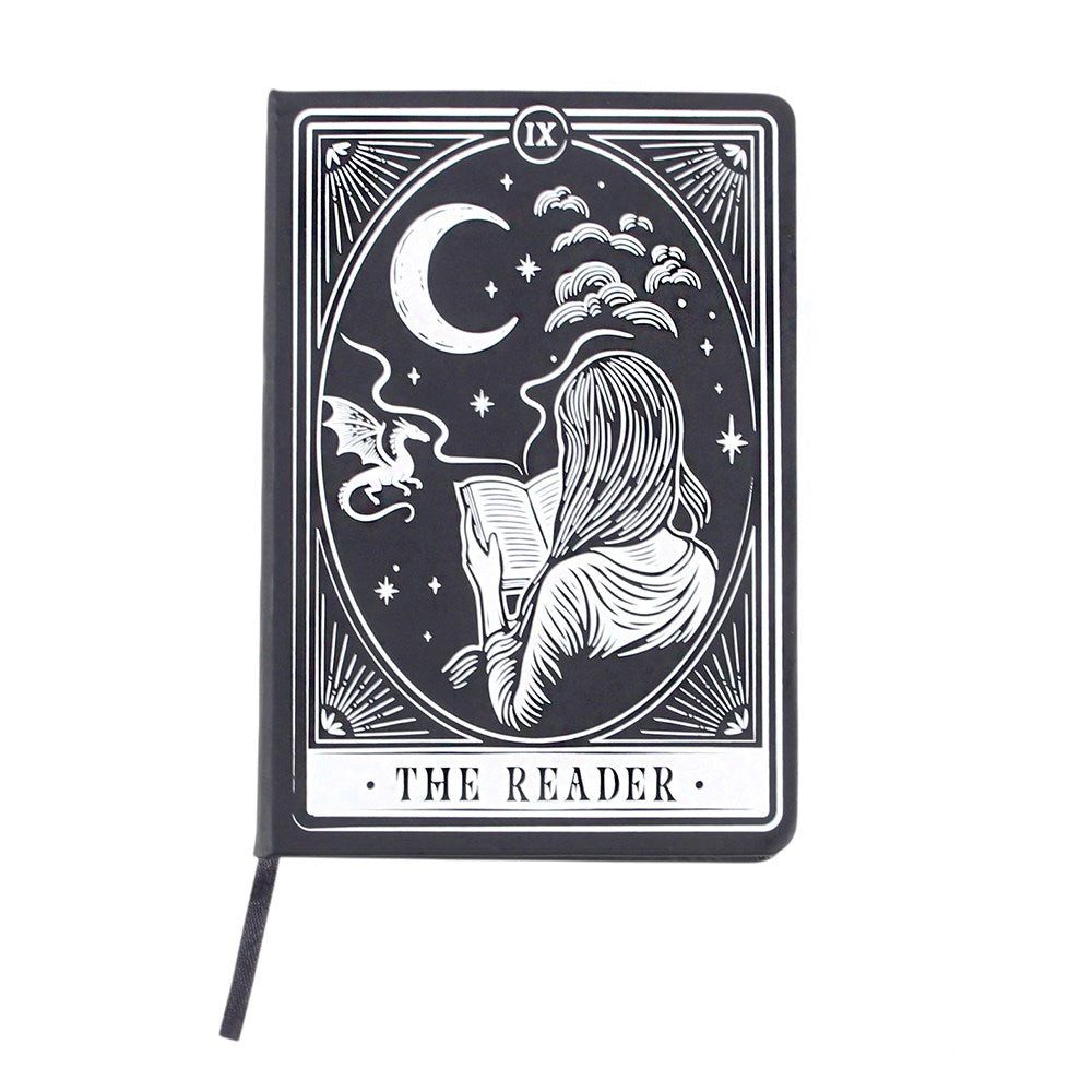 Something Different Notizbuch "The Reader" Tarot Notizbuch – Gothic Journal Schwarz/Weiß witchy