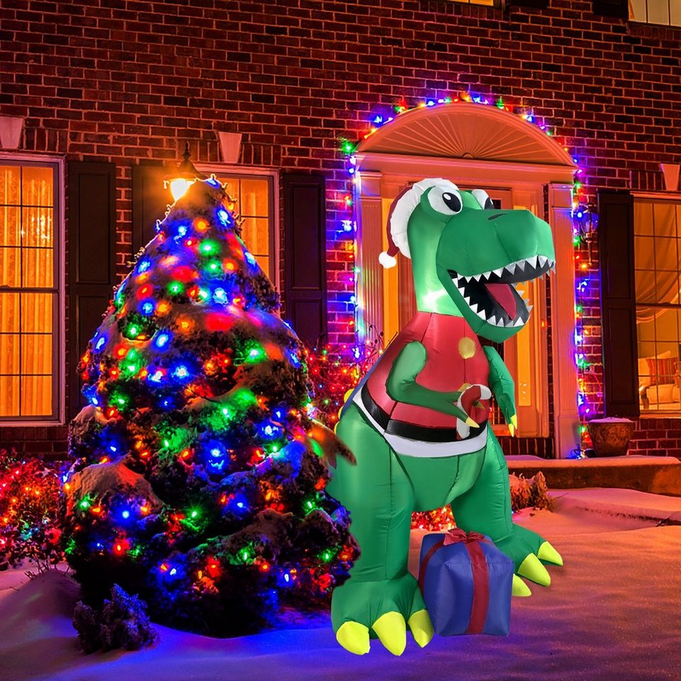 UISEBRT Weihnachtsfigur LED Aufblasbare Weihnachts Dinosaurier 180cm