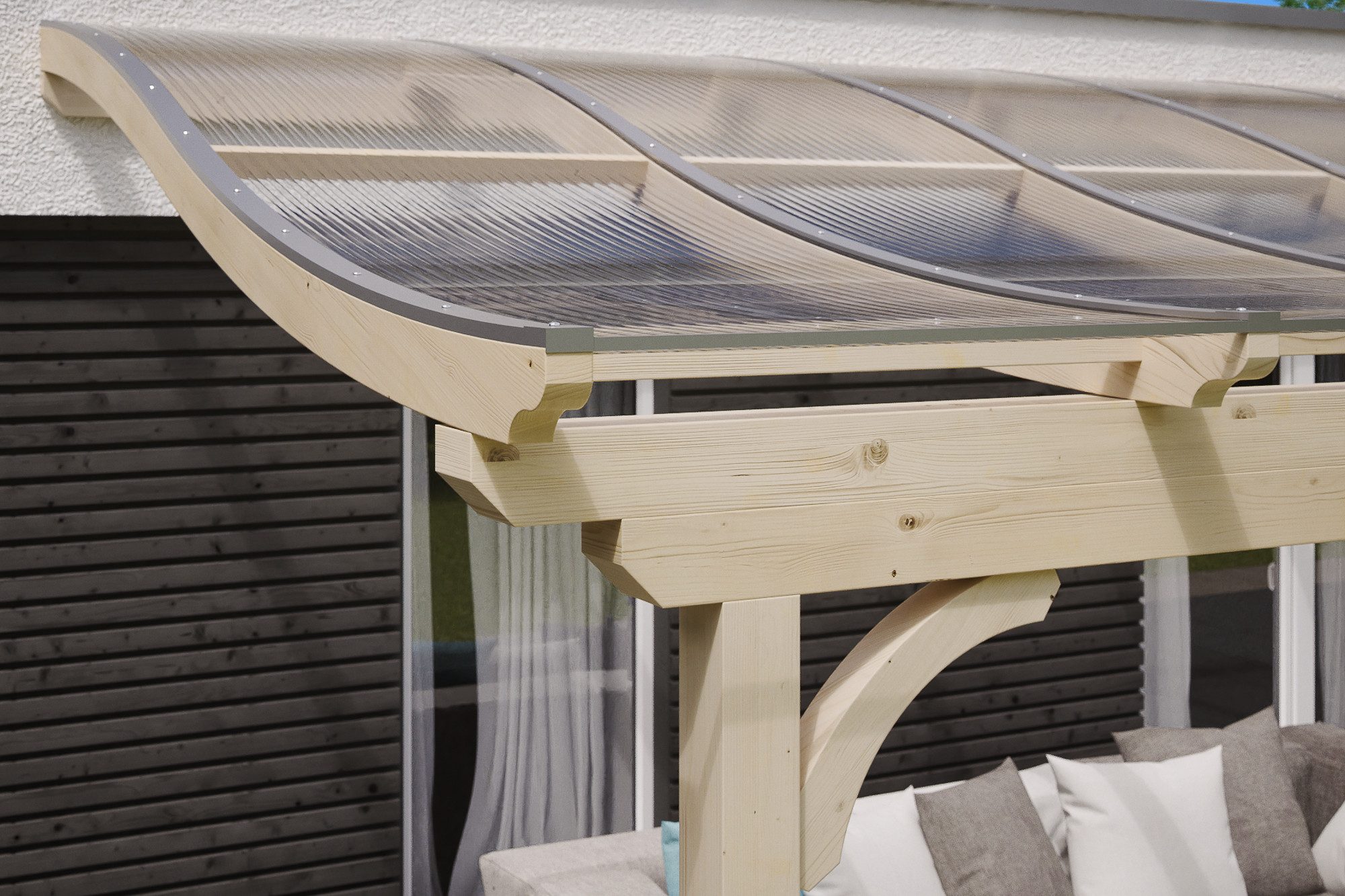 Skanholz Terrassendach Verona, BxT: 541x389 cm, Bedachung Doppelstegplatten, Leimholz