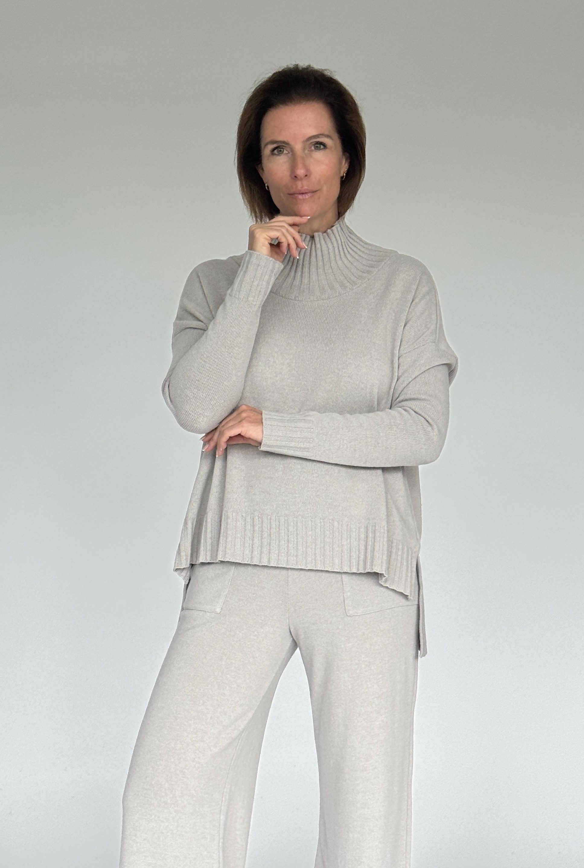 Zuckerwatte Stehkragenpullover bequem geschnitten, Merinowolle mit günstig online kaufen